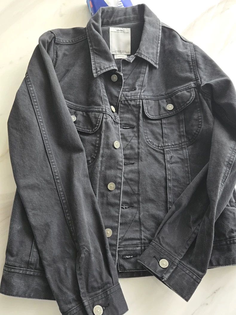 Visvim Black Denim Jacket with Minor Wear