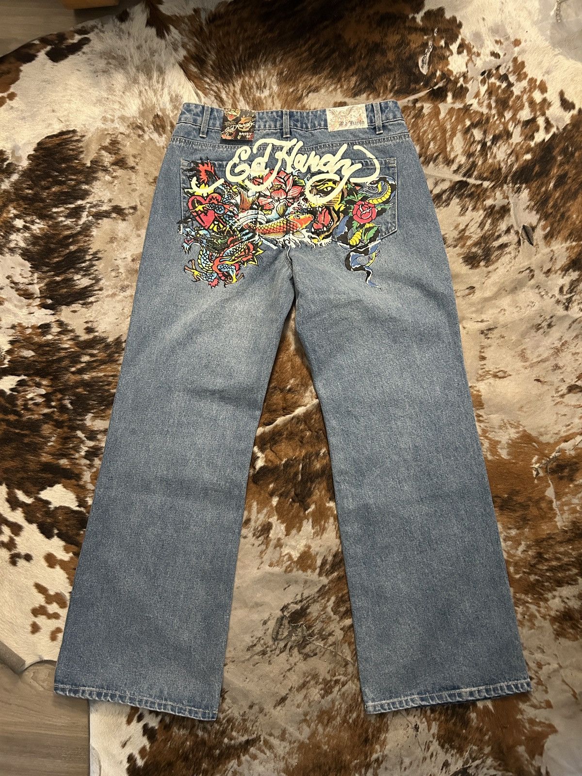 Ed Hardy baggy blue ed hardy designed jeans Size US 32 / EU 48 - 1 Thumbnail