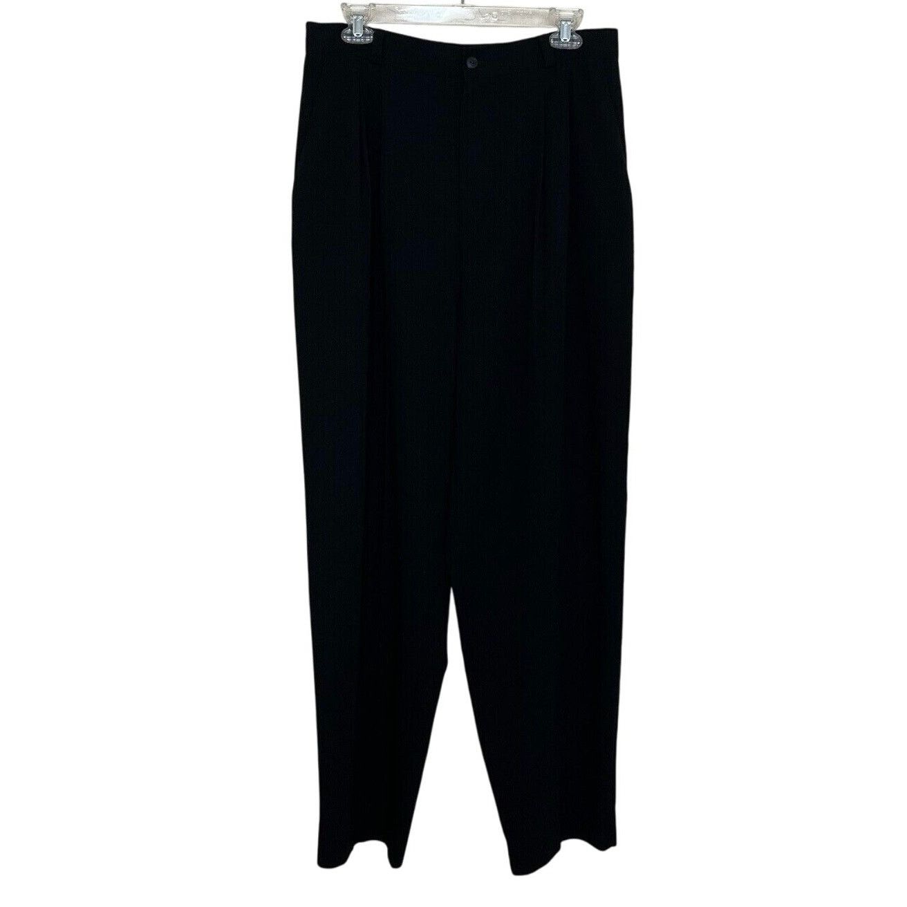 Vintage San Moire | Black Pleated Pants Vintage 90s Y2K Women’s 16 Size 38" / US 16 / IT 52 - 1 Thumbnail