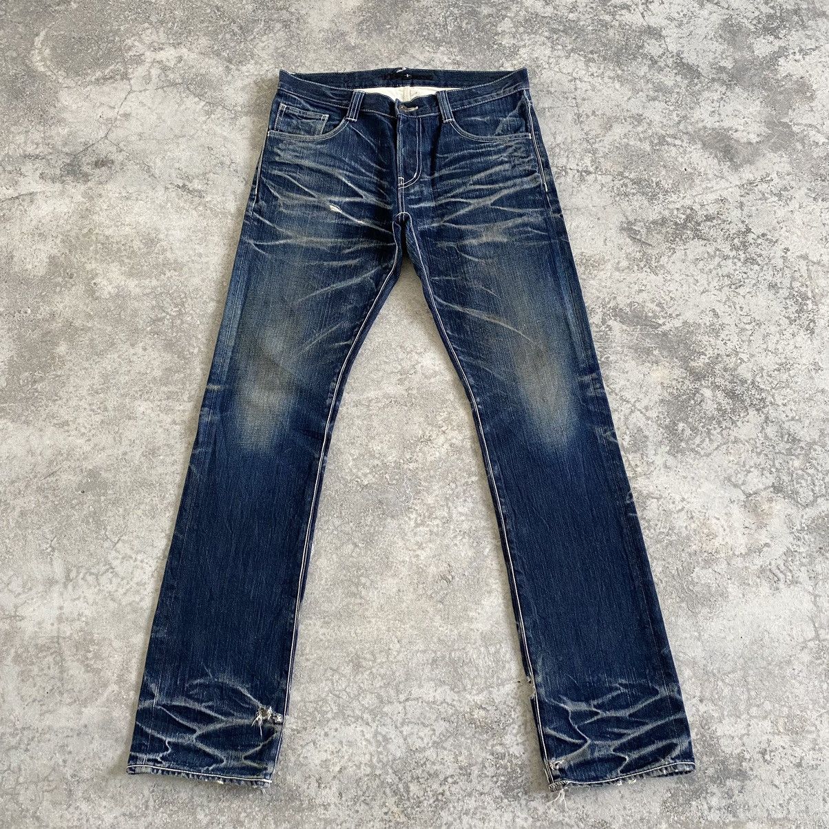 Japanese Brand 2000’s No ID Japan Faded Honeycomb Jeans Slim Fit Size US 31 - 1 Thumbnail
