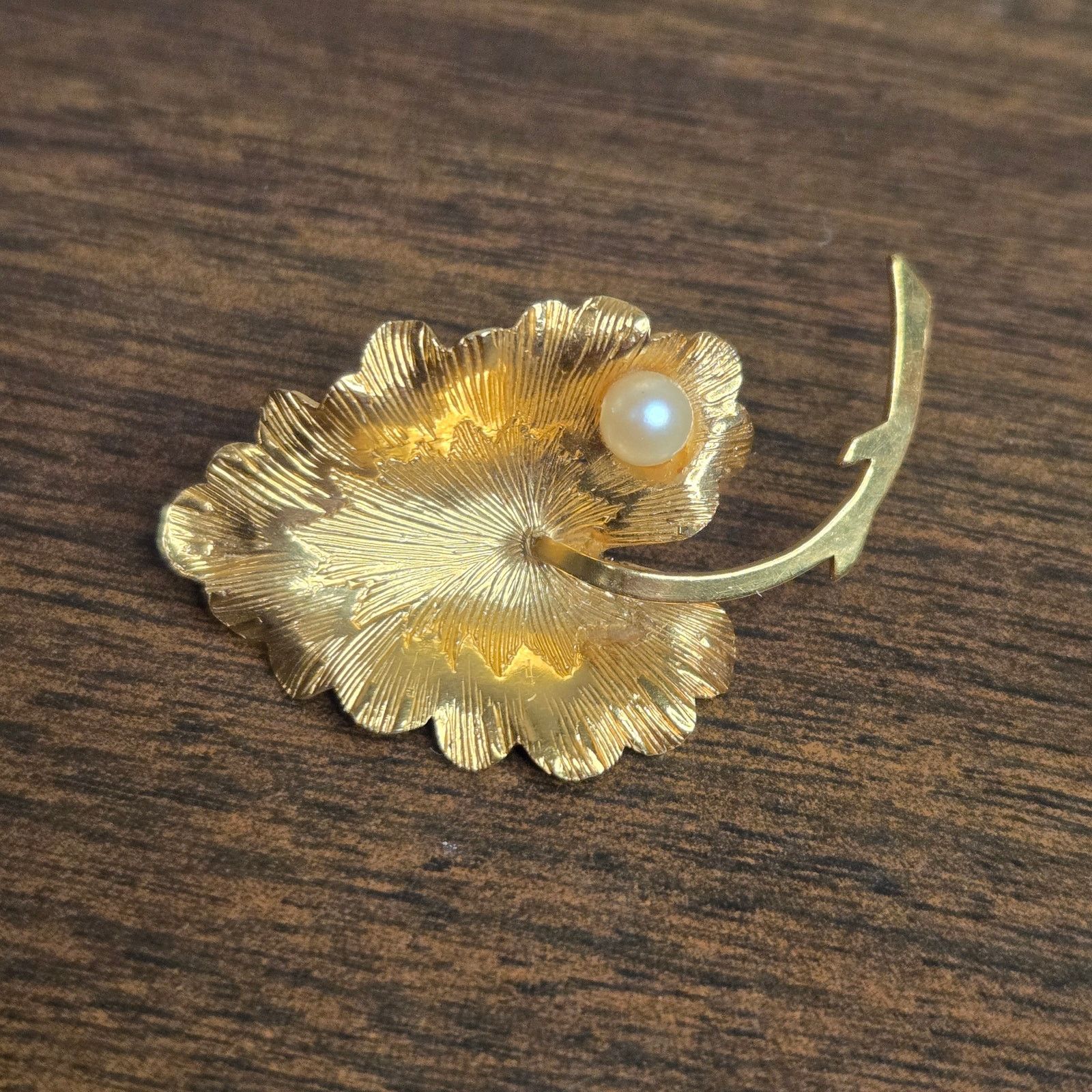 Vintage Vintage Lot of 3 Gold Tone Faux Pearl Flower Leaf Brooches Size ONE SIZE - 3 Thumbnail