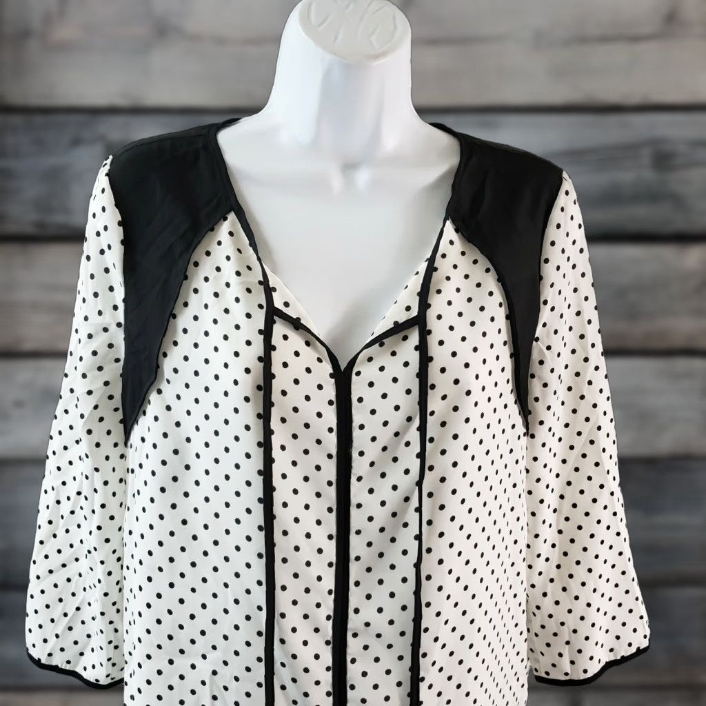 Vintage 41Hawthorn Blouse 3/4 Sleeve White Black Polka Dot Womens Small Shirt Blouse Size S Womens Gift Size S / US 4 / IT 40 - 1 Thumbnail