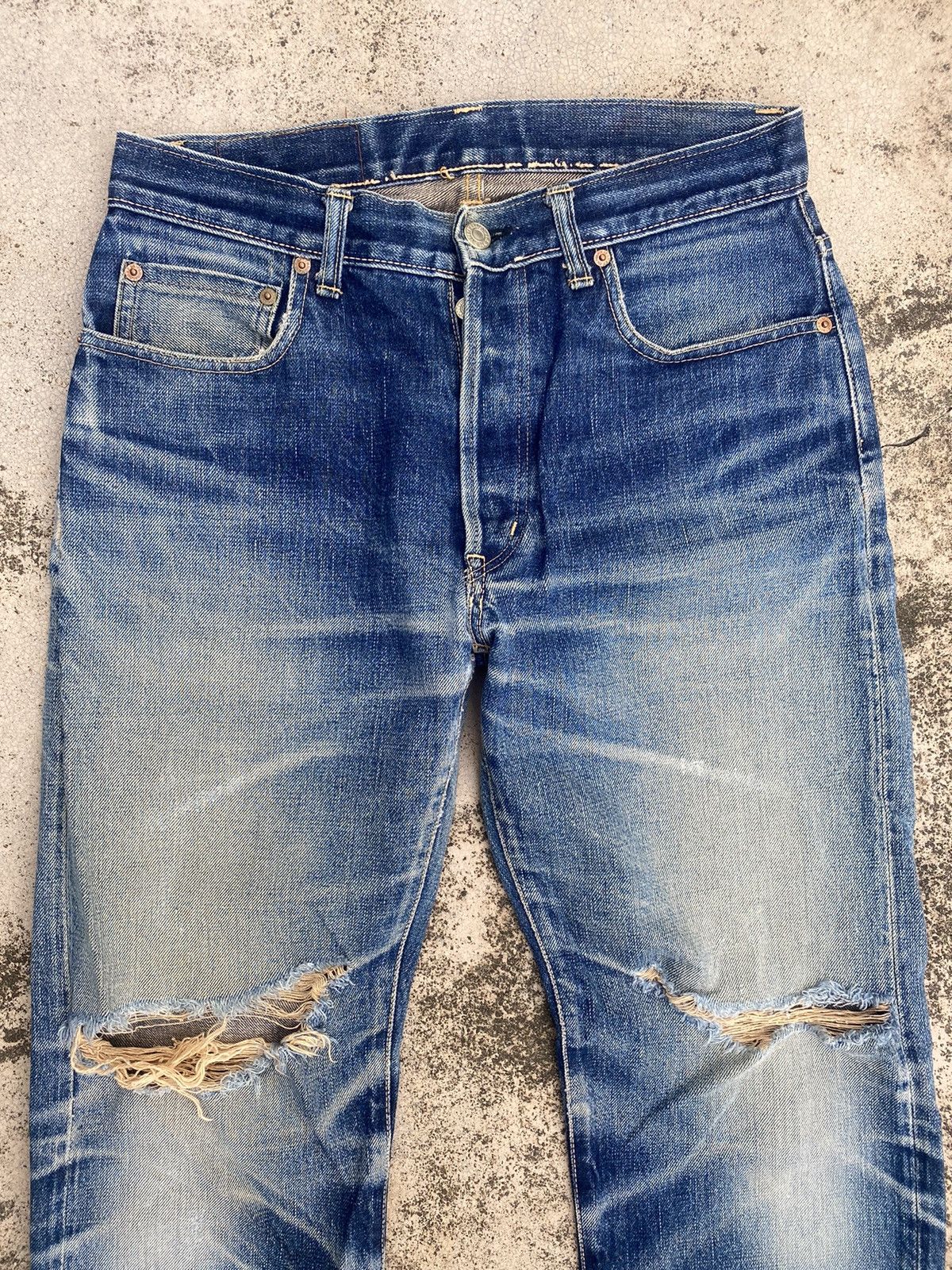 Blue Blue Japan × Japanese Brand × Le Grande Bleu (L.G.B.) Blue Blue Japan Distressed Selvedge Honeycomb Clawmark Denim Size US 29 - 2 Thumbnail