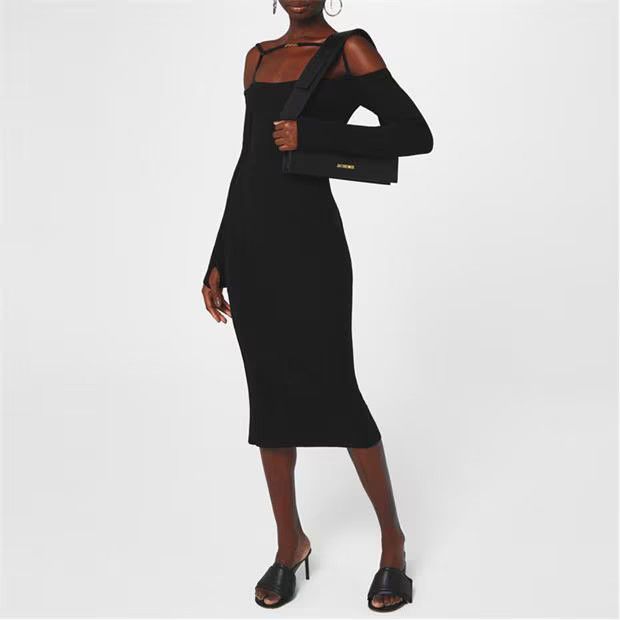 Jacquemus o1g2r1mq1024 Midi Dress in Black Size M / US 6-8 / IT 42-44 - 4 Thumbnail