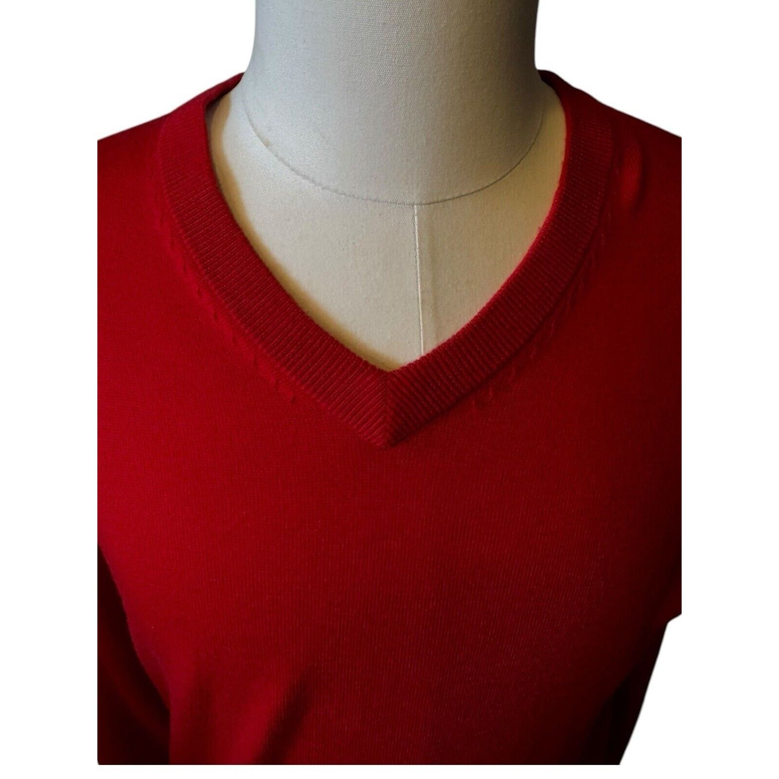 Turnbury Turnbury Merino Wool Men's Long Sleeve Sweater Red V-Neck Size US M / EU 48-50 / 2 - 2 Thumbnail
