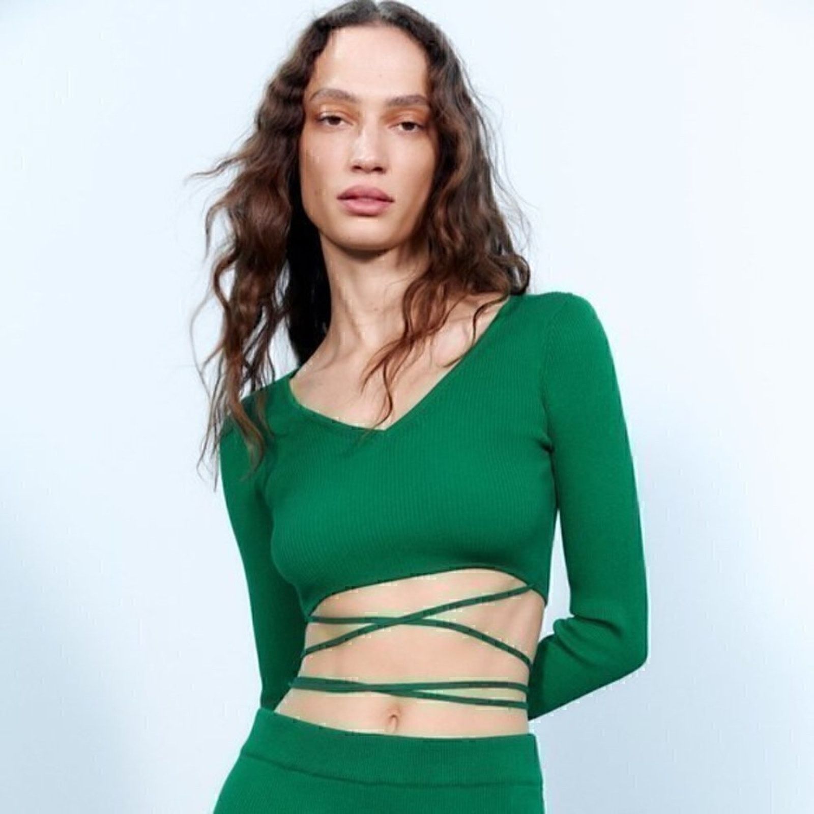 Zara ZARA Knit Top with Ties NWT Size L / US 10 / IT 46 - 1 Thumbnail