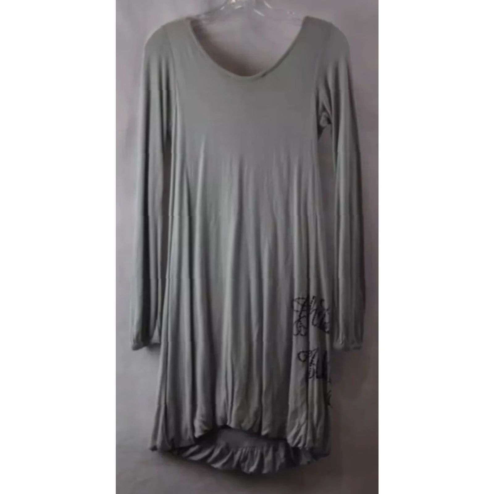Vintage VINTAGE Women's Christian Audigier Dress XS Gray Beaded Knee Length Fit & Flare Graphic Women Size XS / US 0-2 / IT 36-38 - 2 Thumbnail