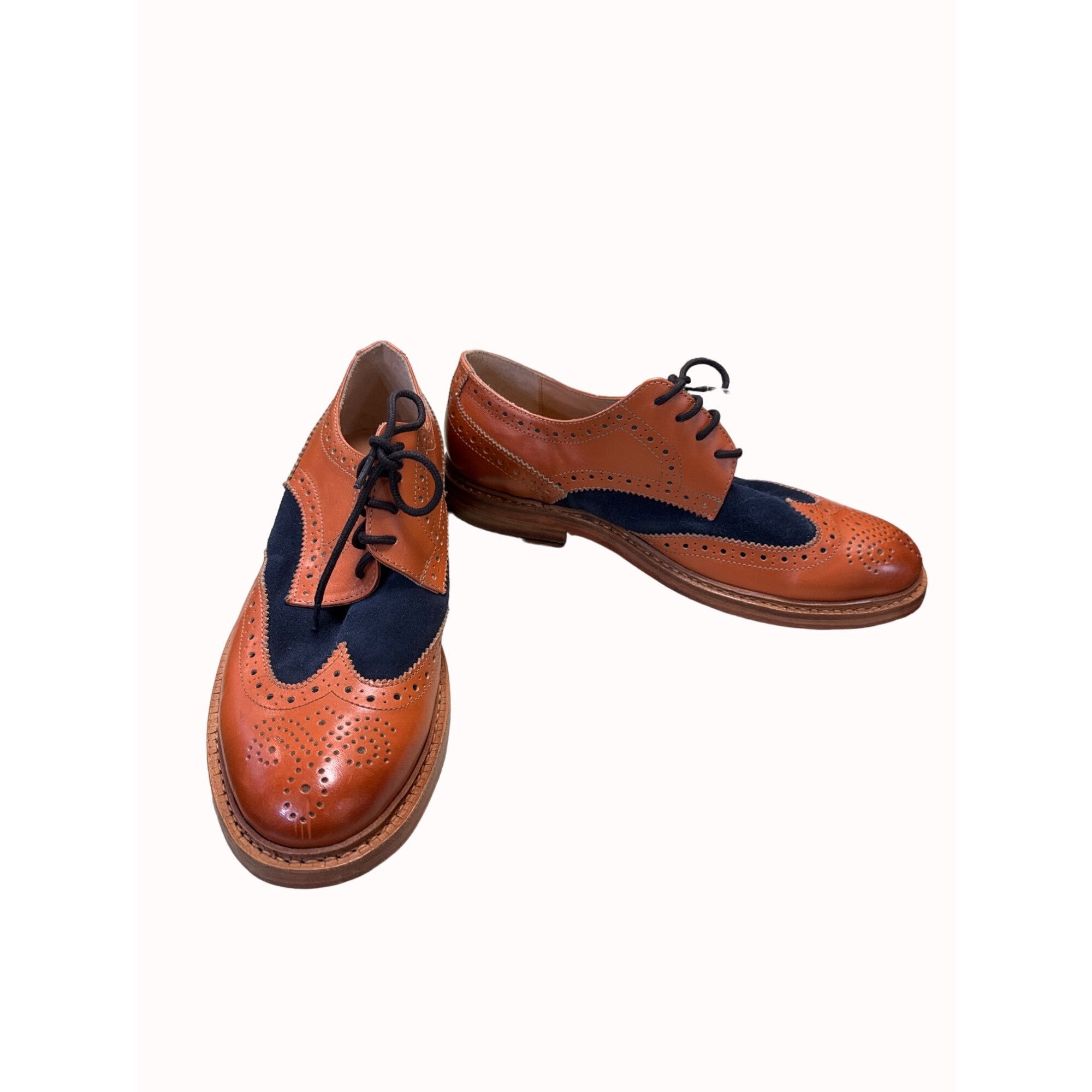 Designer Paul Malone Palm beach Bradford men’s brown navy blue Oxford Size US 10 / EU 43 - 1 Thumbnail