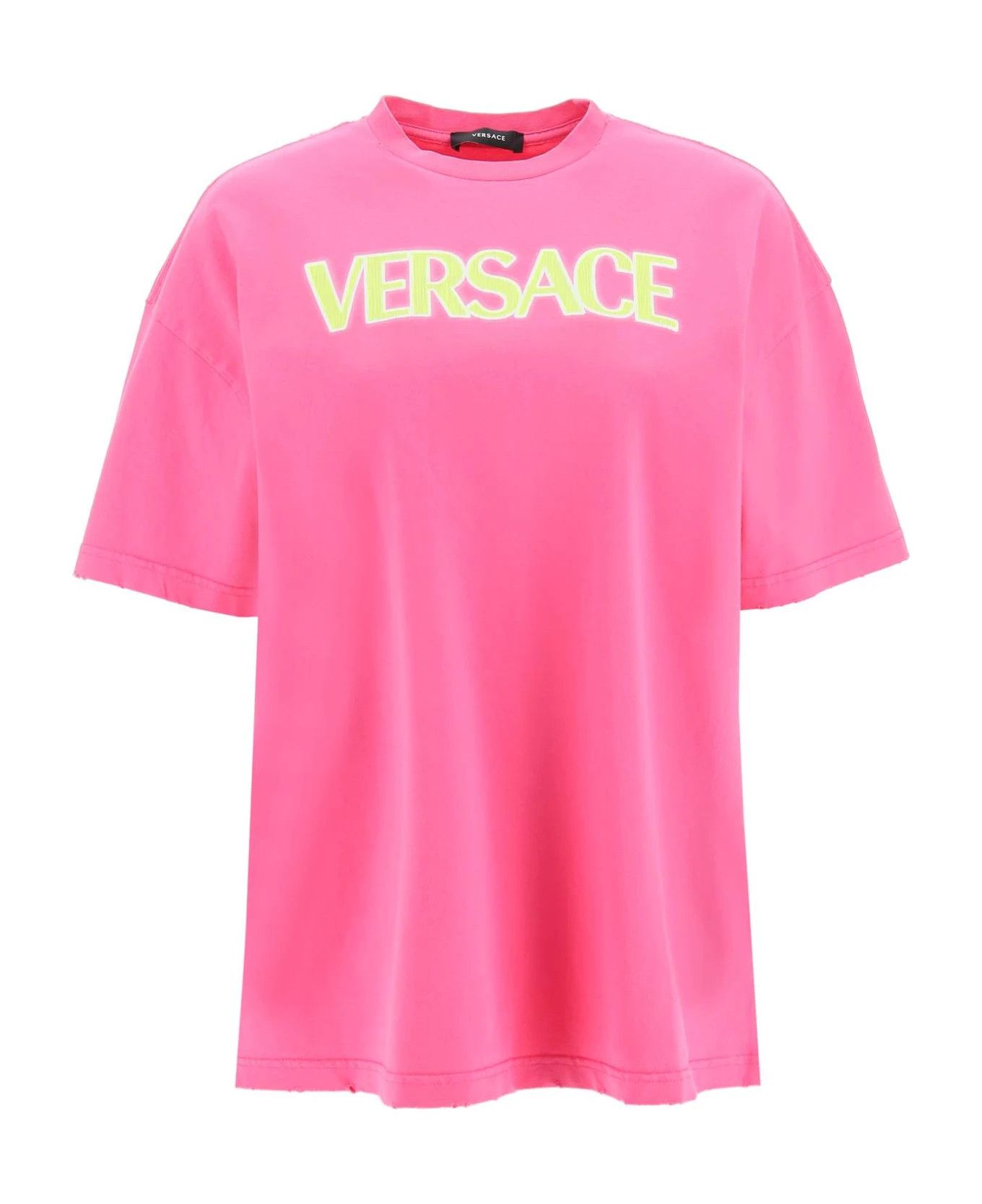 Versace o1y0226 Logo Crewneck T-Shirt in Fuchsia Size XS / US 0-2 / IT 36-38 - 1 Thumbnail