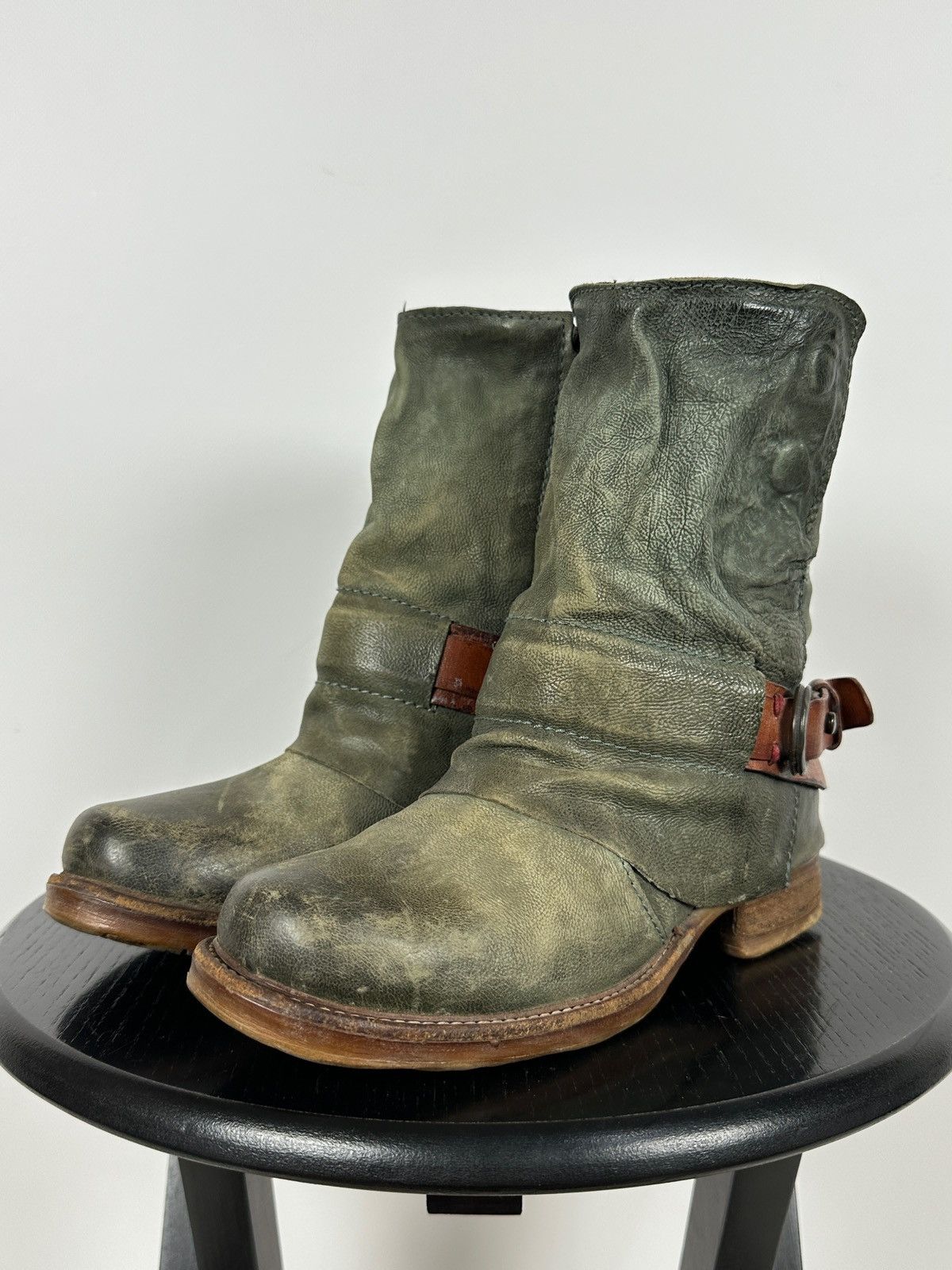 A.S.98 A.S.98. Airstep Leather Biker Ankle Buckle Strap Boots Size US 6 / IT 36 - 11 Thumbnail