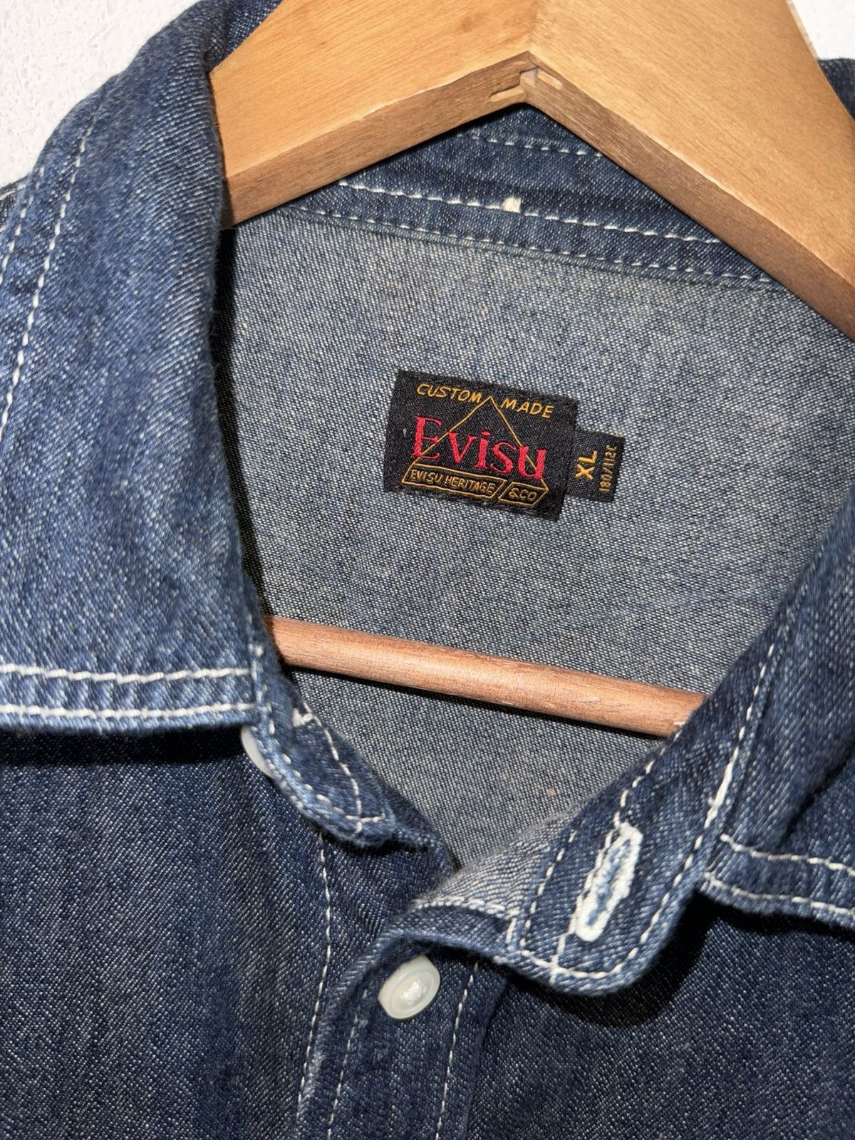 Evisu Vintage EVISU LONG SLEEVE JAPANESE DARK BLUE DENIM BUTTON UP Size US XL / EU 56 / 4 - 4 Thumbnail