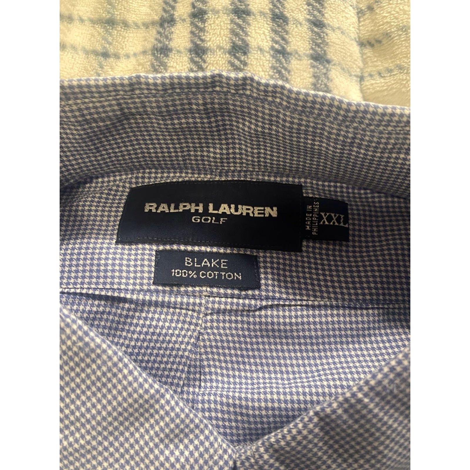 Ralph Lauren Ralph Lauren Golf Shirt Houndstooth Short Sleeve Button-Down Blue Mens 2XL Size US XXL / EU 58 / 5 - 4 Thumbnail