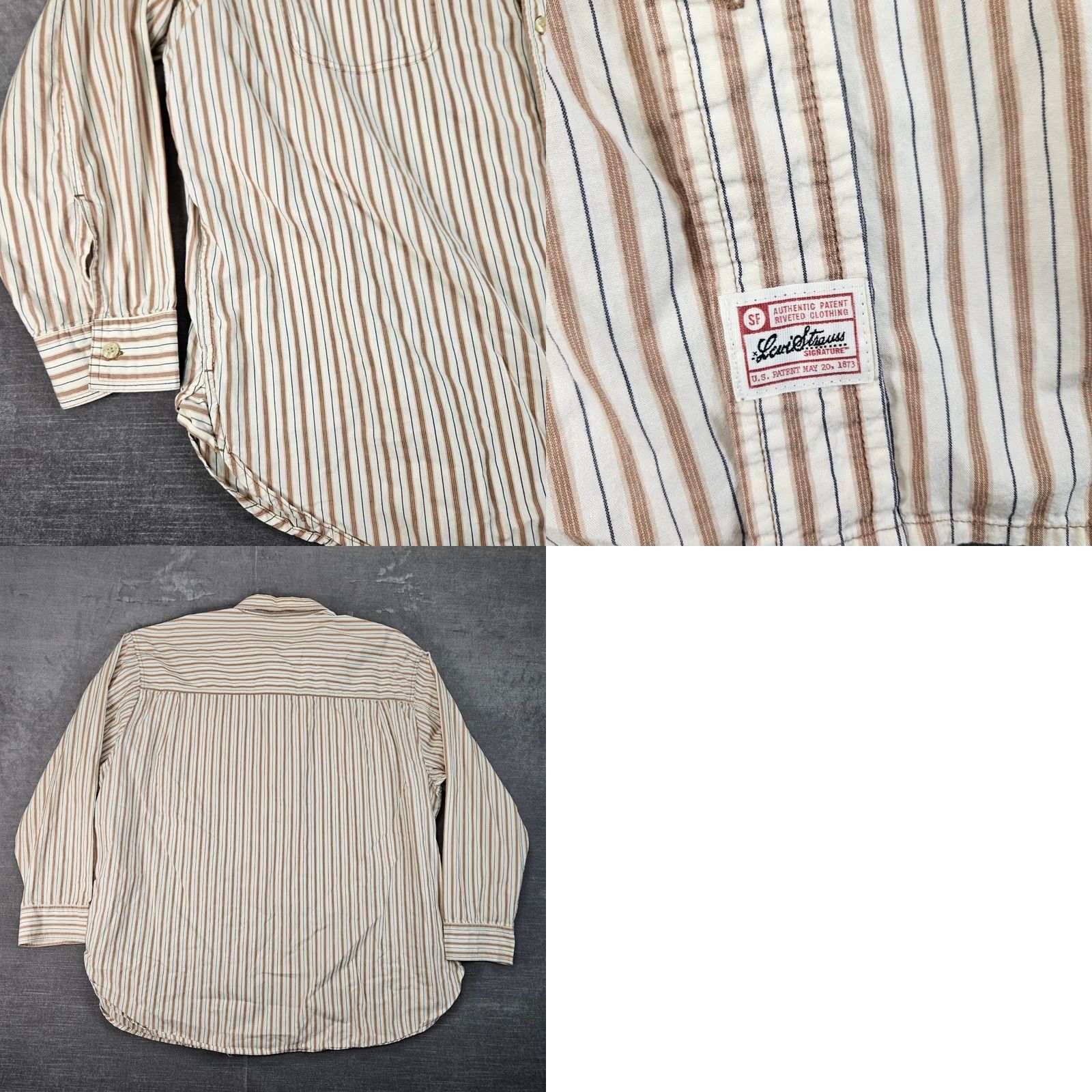 Vintage Levi Mens 2XL Striped Button Down Shirt Long Sleeve Brown Size US XXL / EU 58 / 5 - 8 Thumbnail