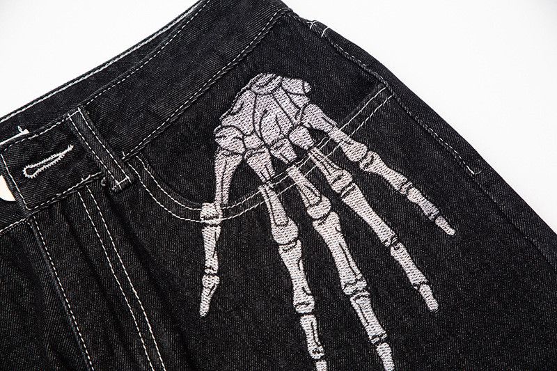 Japanese Brand Men's street hip-hop loose straight bone embroidered jeans Size US 32 / EU 48 - 5 Thumbnail