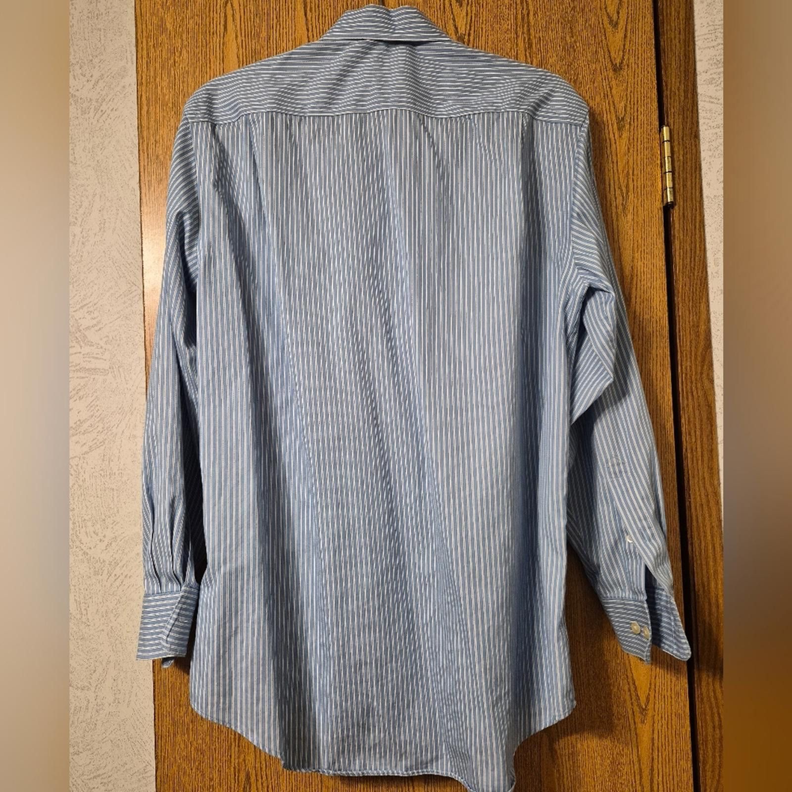 Pronto Uomo Pronto Uomo Classic Blue Pinstripe Shirt 16 32/33 Size US M / EU 48-50 / 2 - 2 Thumbnail