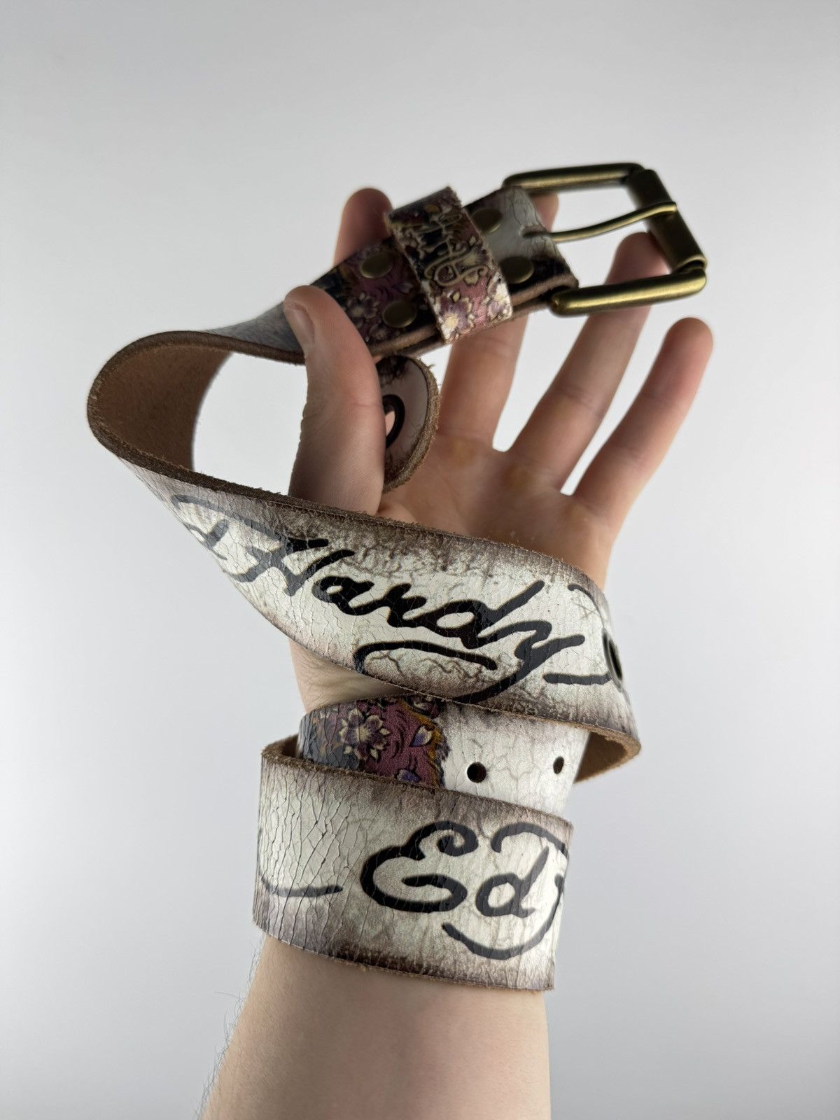 Ed Hardy Vintage Leather Belt Ed Hardy Christian Audigier Rhinestones Size ONE SIZE - 1 Thumbnail