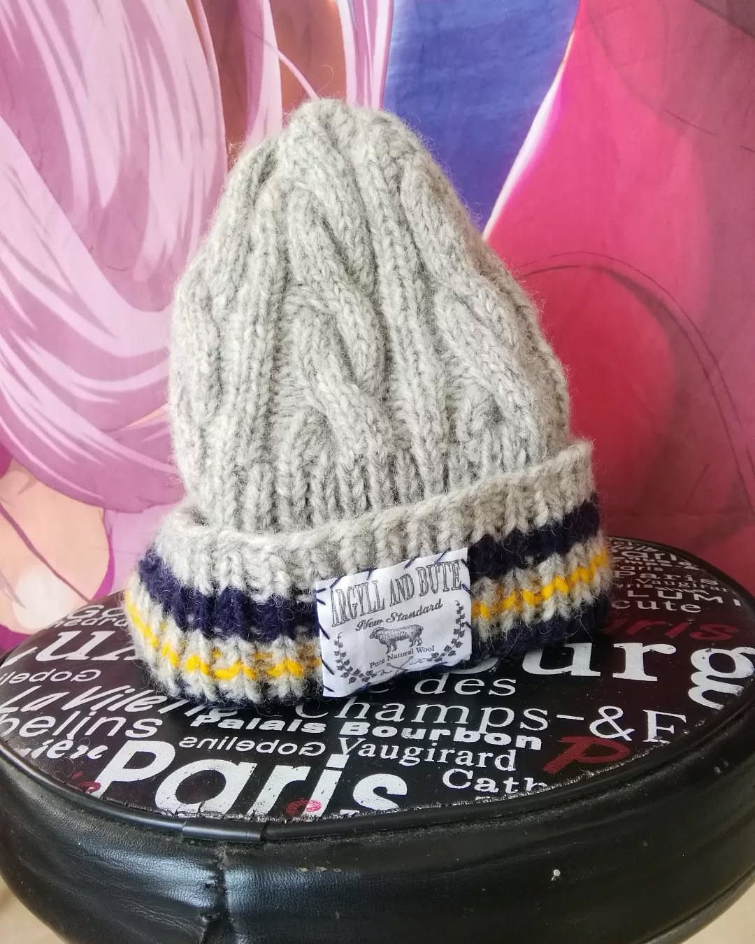 Vintage Argyll and Bute Grey Natural Wool Beanie Size ONE SIZE - 1 Thumbnail