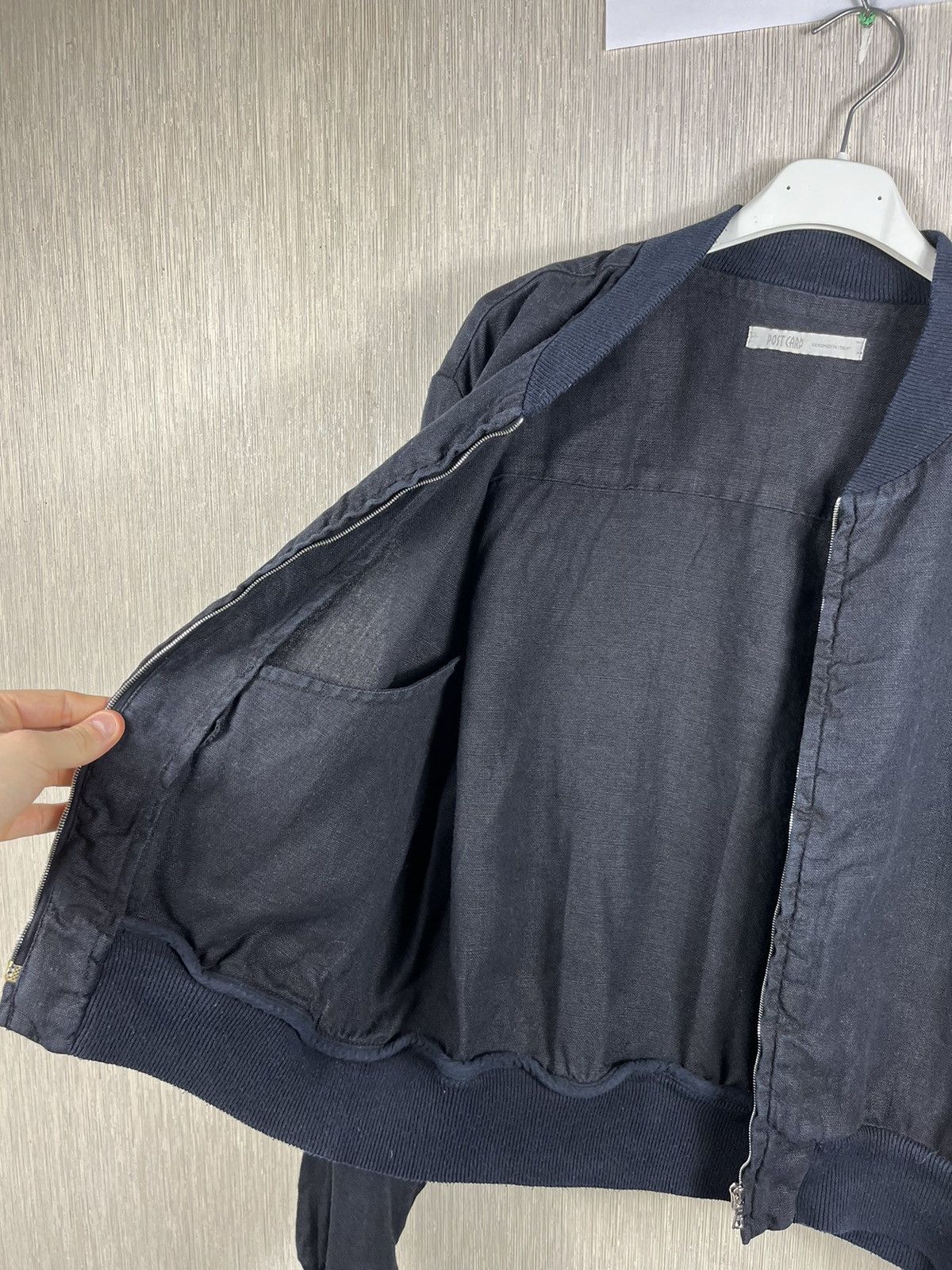 Other Post Card linen cropped navy bomber jacket boxy riri luxury Size XL / US 12-14 / IT 48-50 - 16 Thumbnail