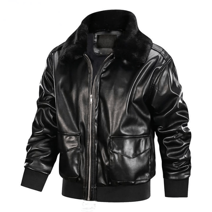 Genuine Leather Black Bomber Leather Jacket Size US L / EU 52-54 / 3 - 1 Thumbnail