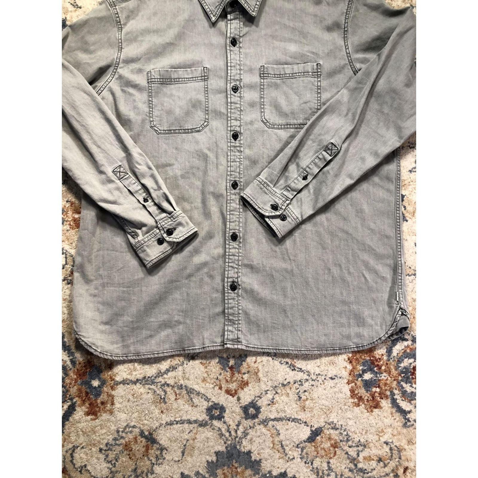 Vintage L.L.Bean Shirt Mens XL Gray Denim Button Front Double Pocket Casual Workwear Size US XL / EU 56 / 4 - 5 Thumbnail
