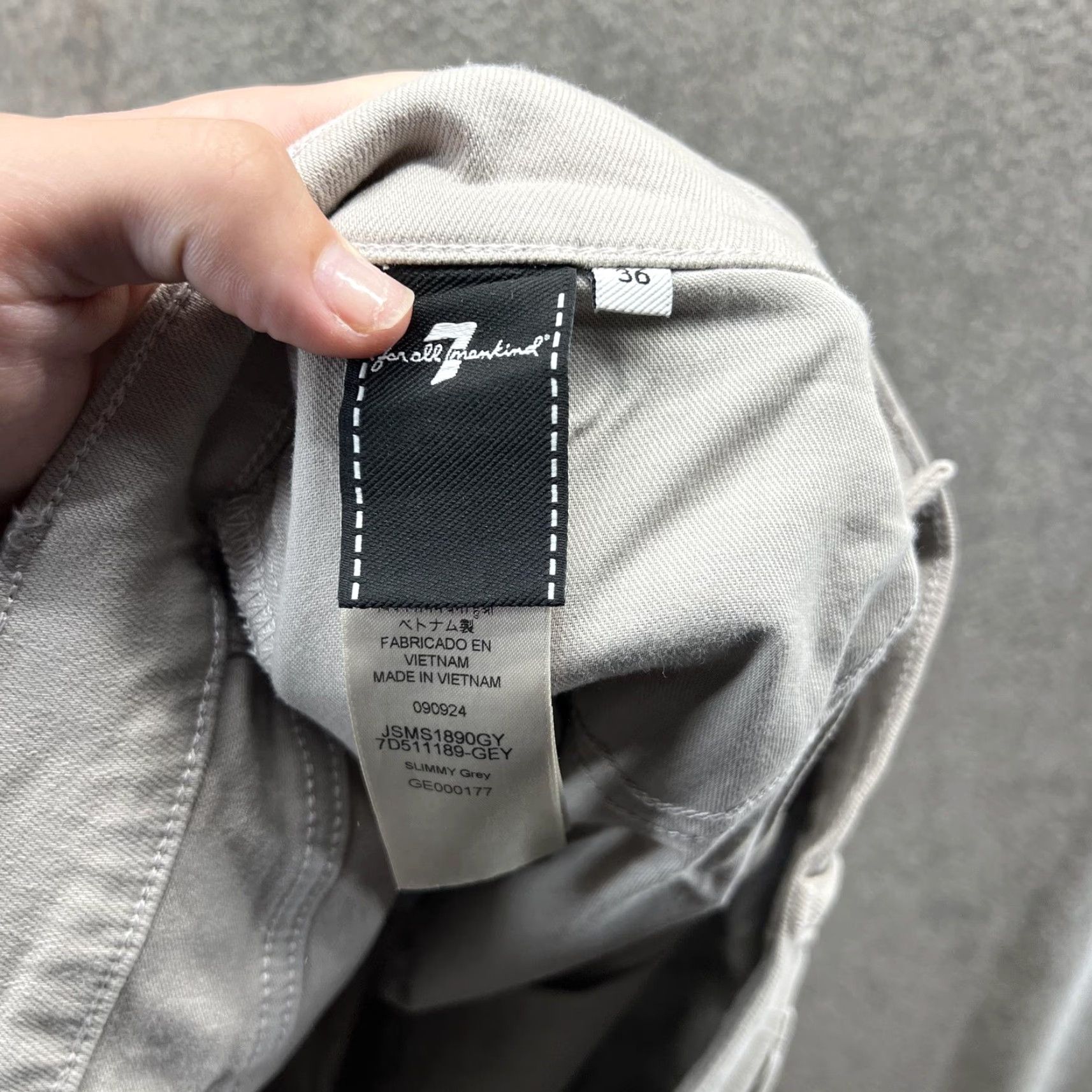 7 For All Mankind 7 For All Mankind Slimmy Jeans Mens 36 Gray Straight Denim Jeans Casual Pants 5-Pocket Logo Zip Fly Size US 36 / EU 52 - 7 Thumbnail