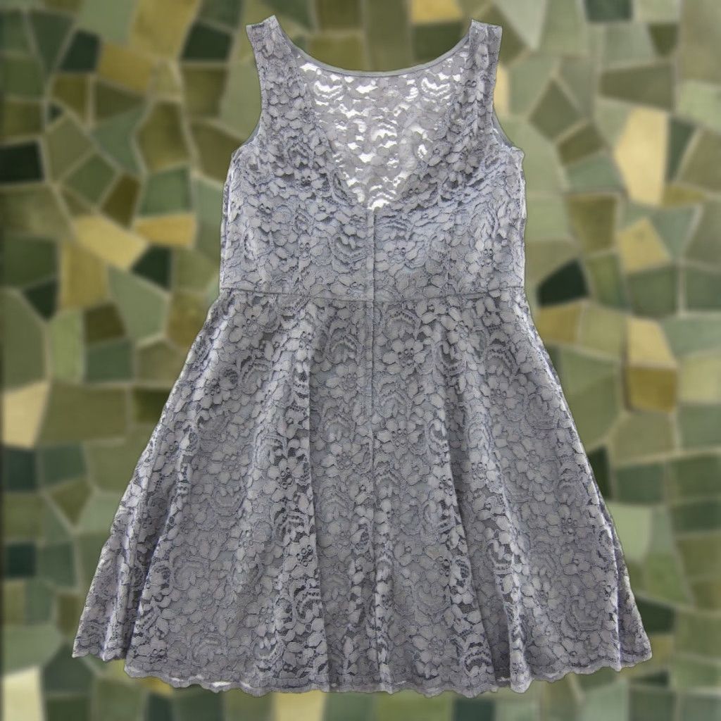 Vintage David's Bridal Grey Embroidered Floral Lace Sleeveless Sheath Tank Dress 14 Size XL / US 12-14 / IT 48-50 - 1 Thumbnail