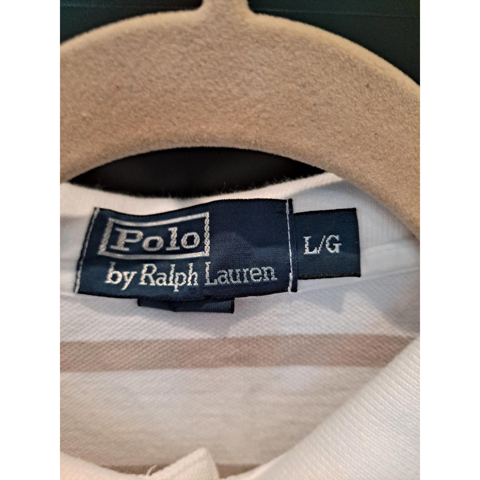 Polo Ralph Lauren Polo Ralph Lauren White and Tan Striped with Green Embroider Size US L / EU 52-54 / 3 - 3 Thumbnail