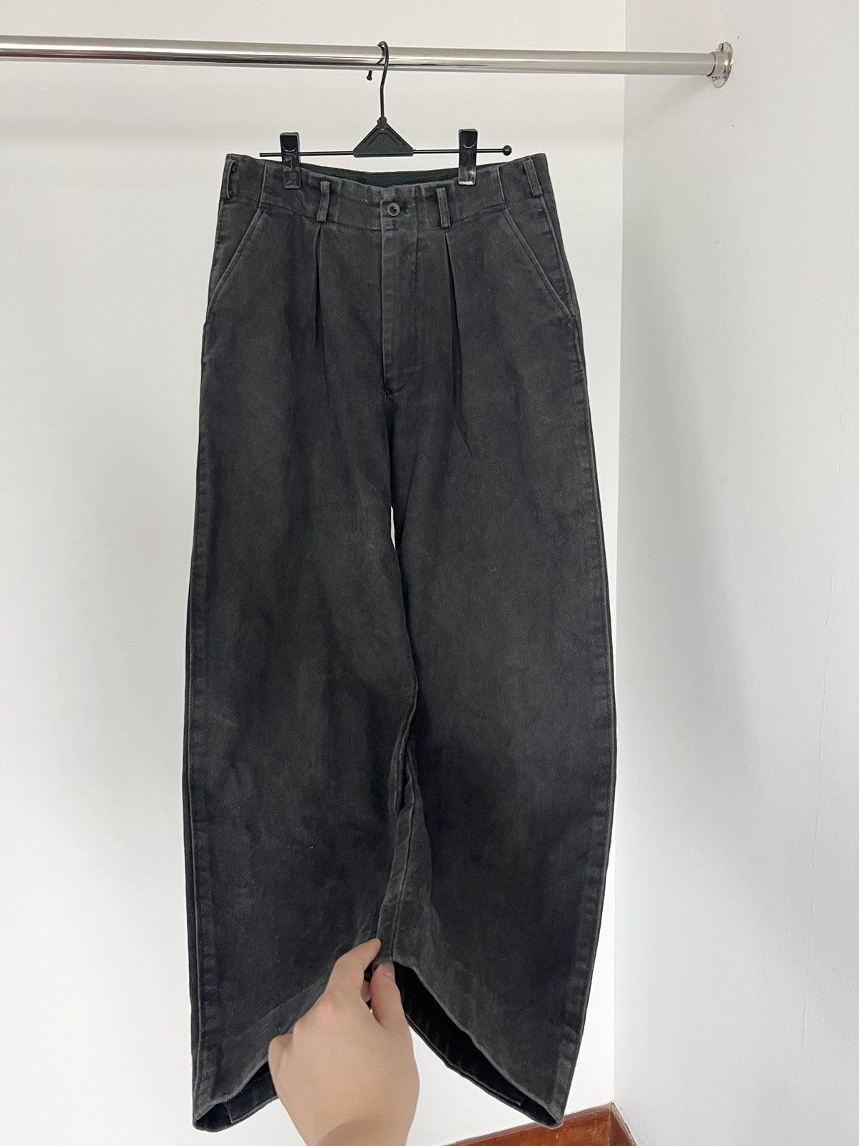 image of Vintage x Yohji Yamamoto - Ys For Men Sunfade Moleskin Pants in Charcoal Grey (Size 30)