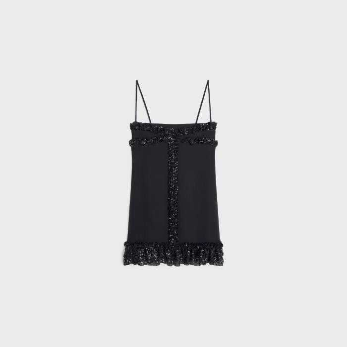 Celine o1bcso1str0526 2R76H856C Mini Dress in Black Size XS / US 0-2 / IT 36-38 - 1 Thumbnail