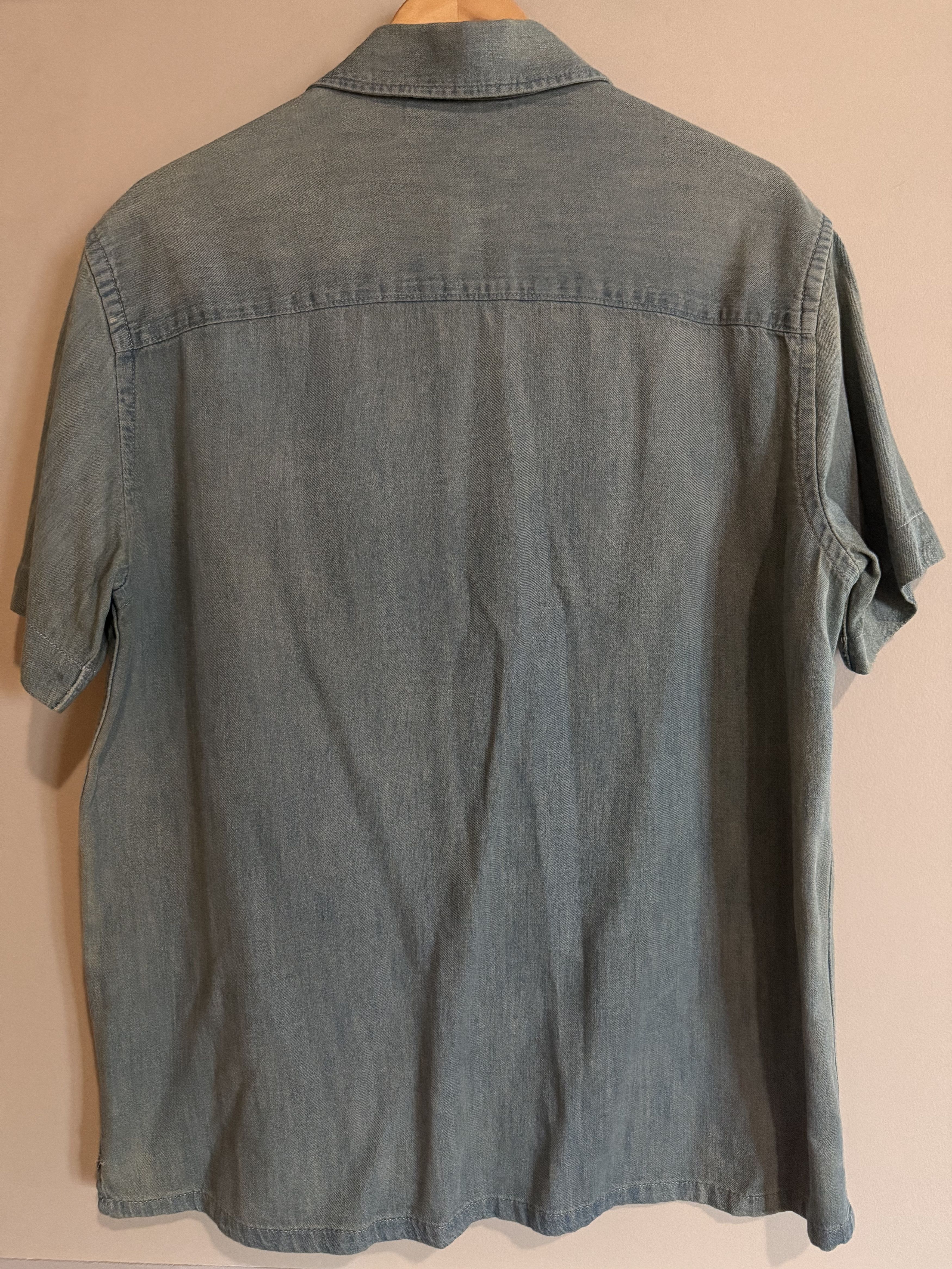 Other Blue Faded Denim Twill S/S Shirt, Large Size US L / EU 52-54 / 3 - 3 Thumbnail