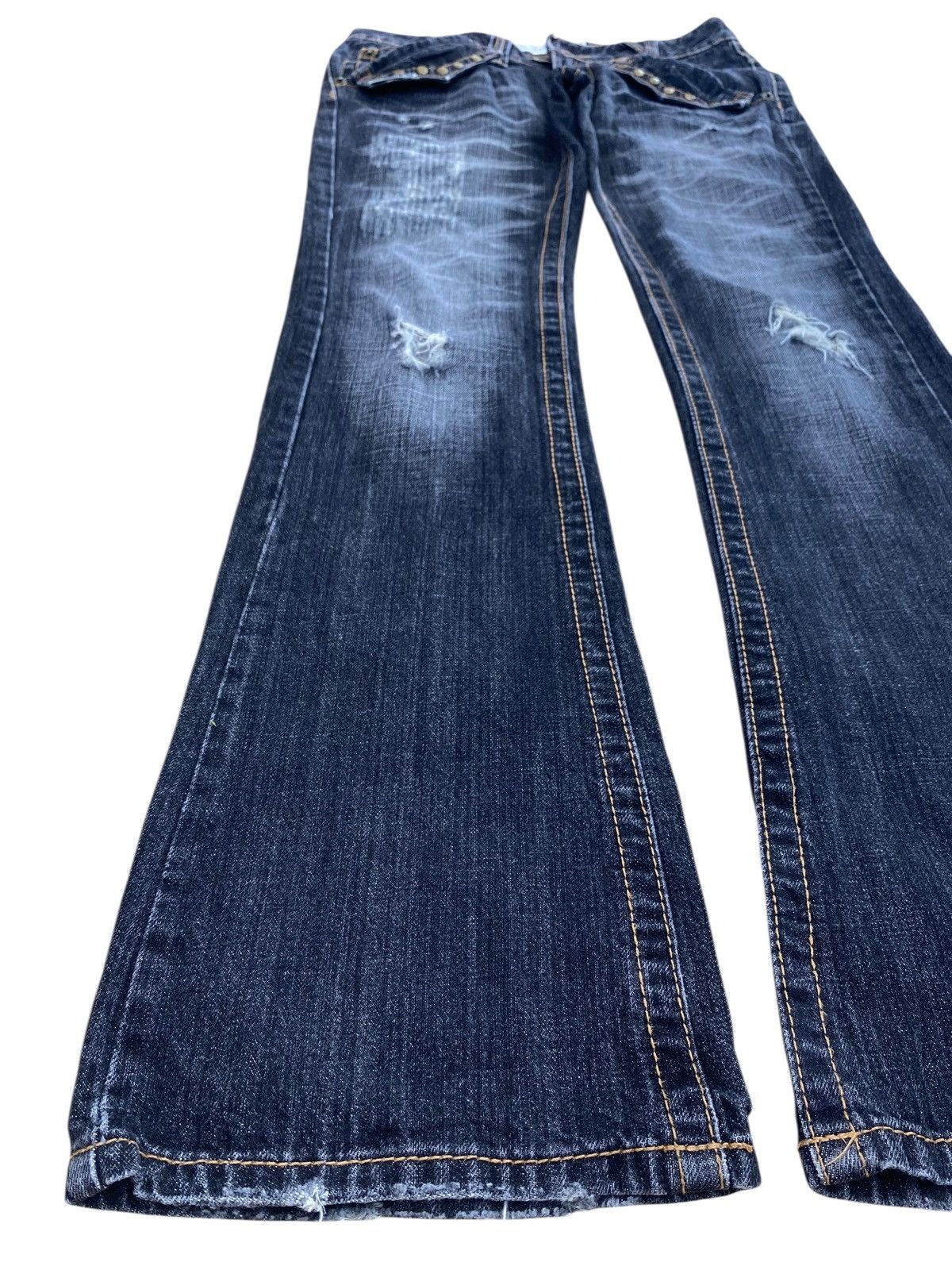 Japanese Brand Japanese Brand Beast Faded Wash Studded Ripped Flare Jeans Size US 30 / EU 46 - 7 Thumbnail