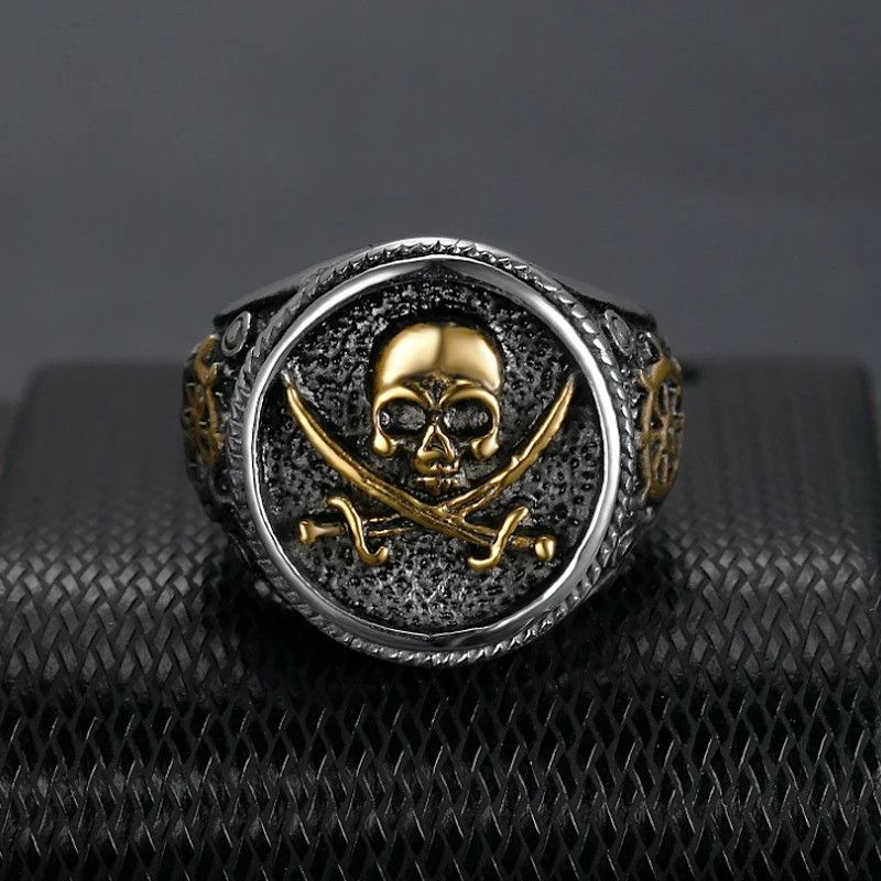 Vintage Double Sword Skull Ring Size ONE SIZE - 2 Thumbnail