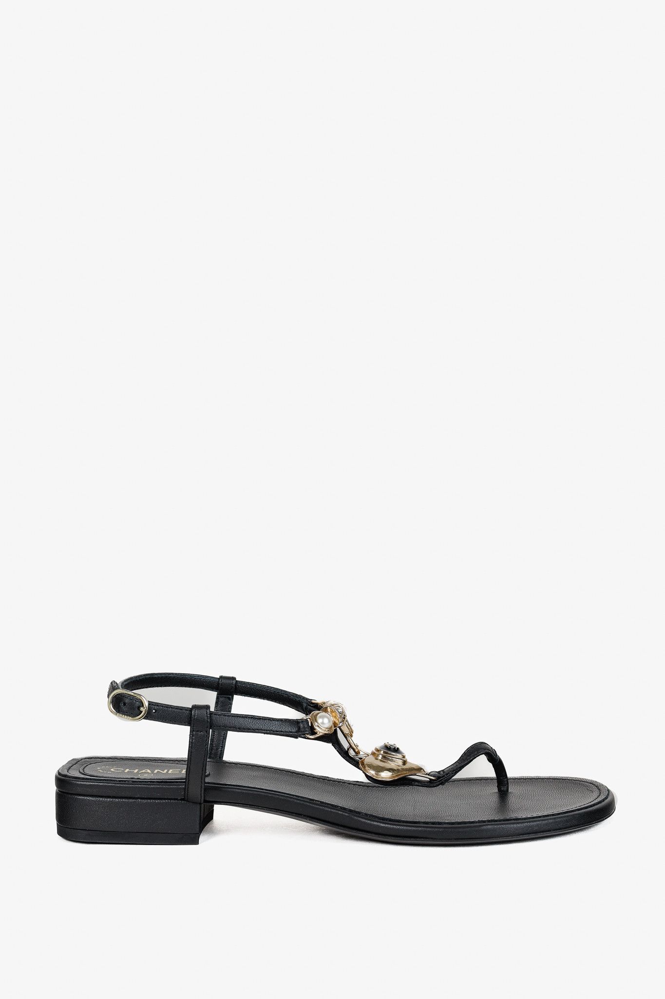 Chanel Chanel Cruise 2023 Embellished Heart Leather Thong Sandals Size US 10.5 / IT 40.5 - 2 Thumbnail