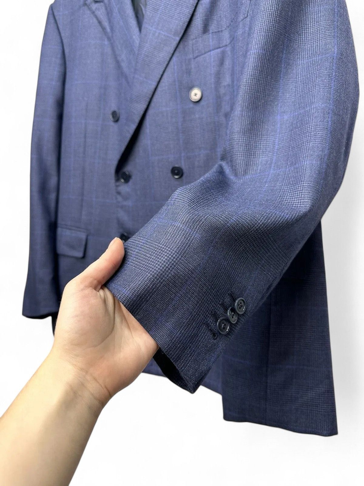 Ermenegildo Zegna Luxury Ermenegildo Zegna Wool Checked Navy Blazer Italy Size 48L - 5 Thumbnail