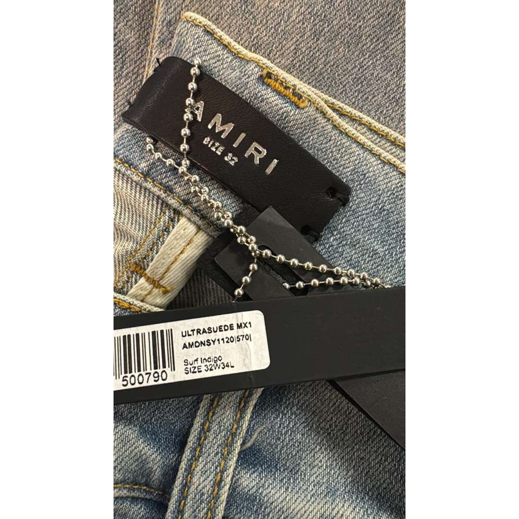 Amiri o1rshd1 Ultrasuede MX1 Denim Jeans in Surf Indigo Blue Size US 32 / EU 48 - 24 Thumbnail