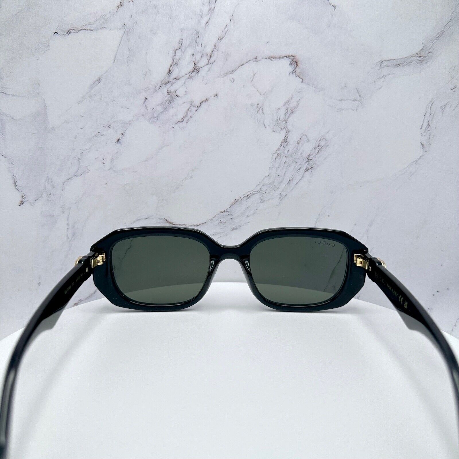 Gucci New Gucci Sunglasses Black Geometric Rectangle Gold GG Size ONE SIZE - 23 Thumbnail