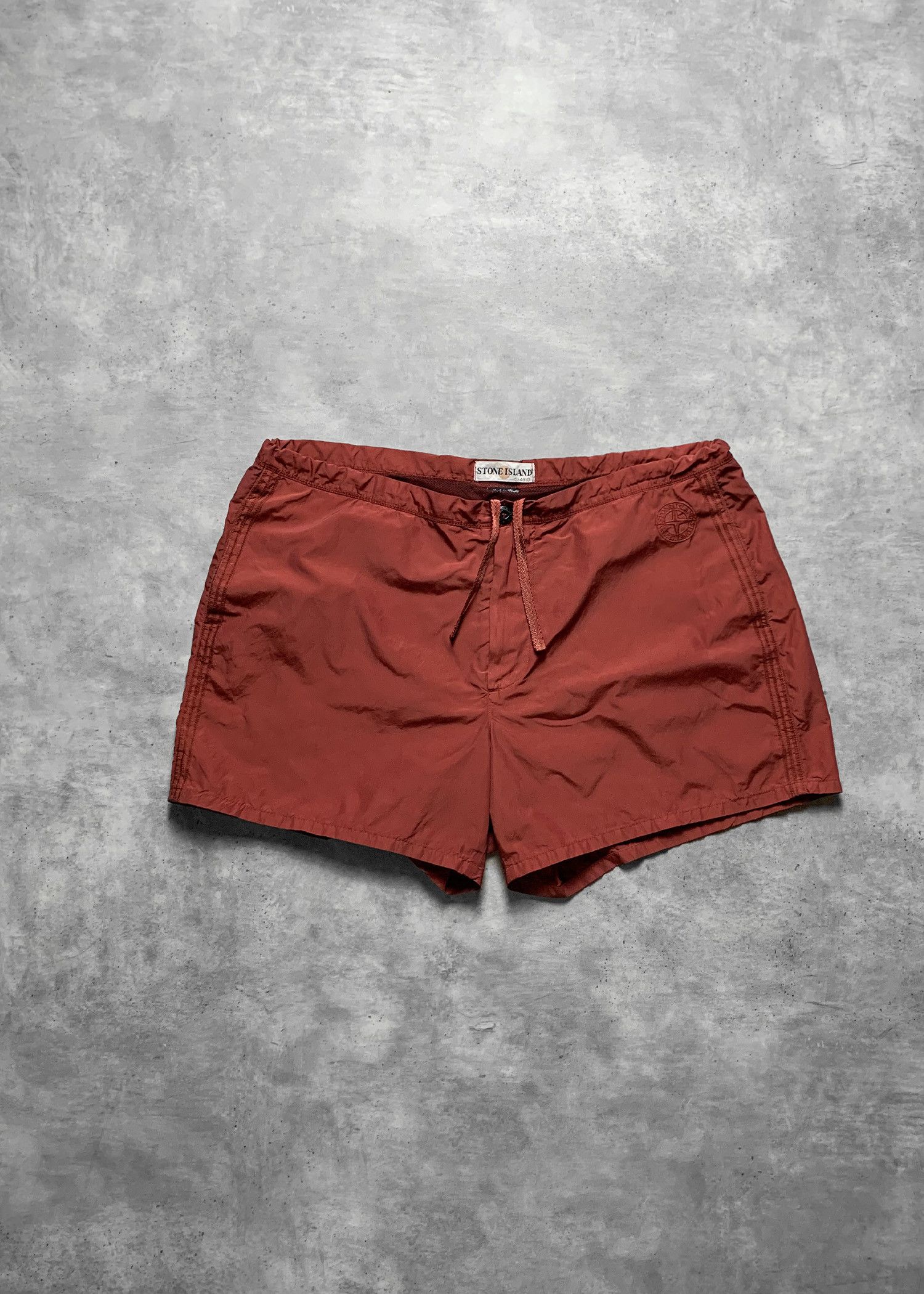 Red stone island swim shorts on sale