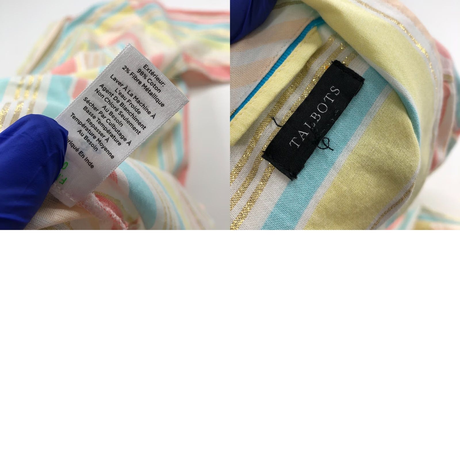 Talbots Talbots Button-Up Shirt Striped Long Sleeve Yellow MINT Large Regular Women's Size L / US 10 / IT 46 - 8 Thumbnail