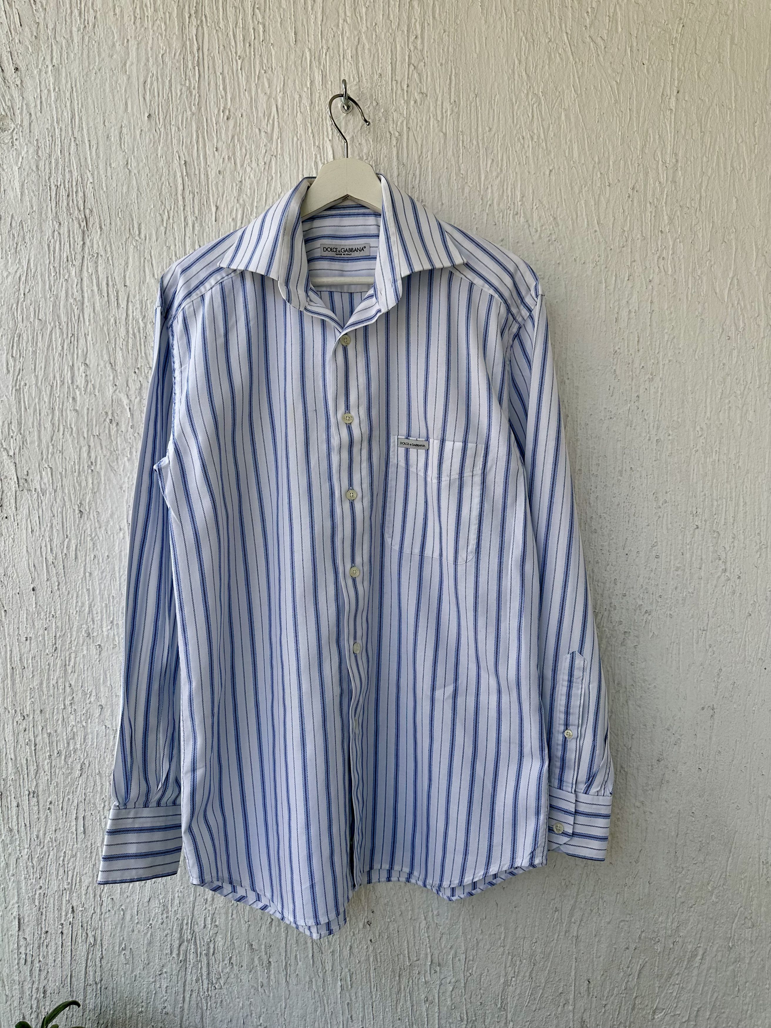 Dolce & Gabbana white and blue striped shirt Size US L / EU 52-54 / 3 - 1 Thumbnail