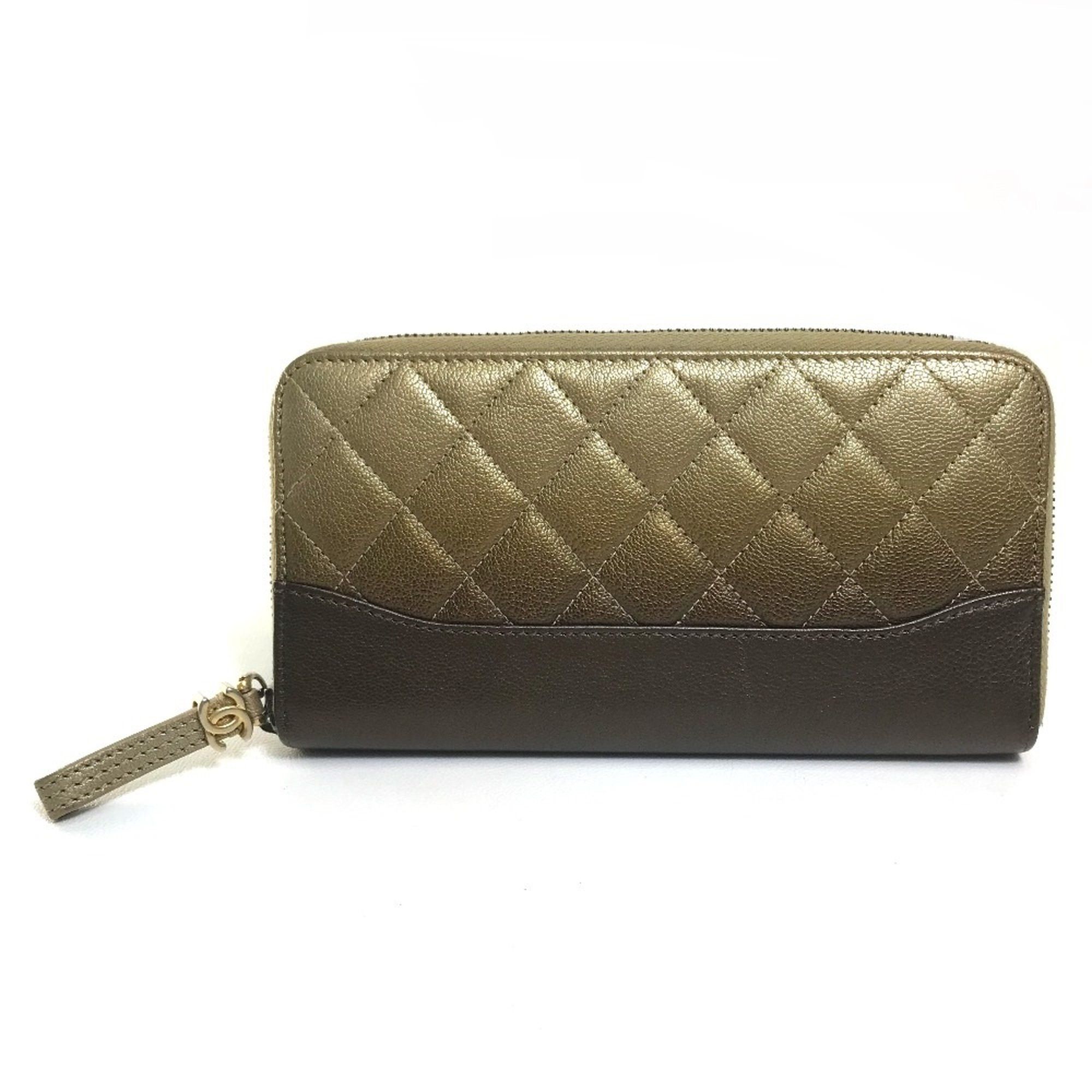 Chanel Chanel Gradation Zip Around Long Wallet Gold x Brown Size ONE SIZE - 1 Thumbnail