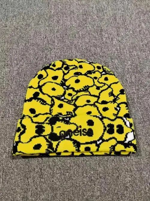 Other Star All Over Graphic Knit Beanie Hat Yellow Size ONE SIZE - 4 Thumbnail