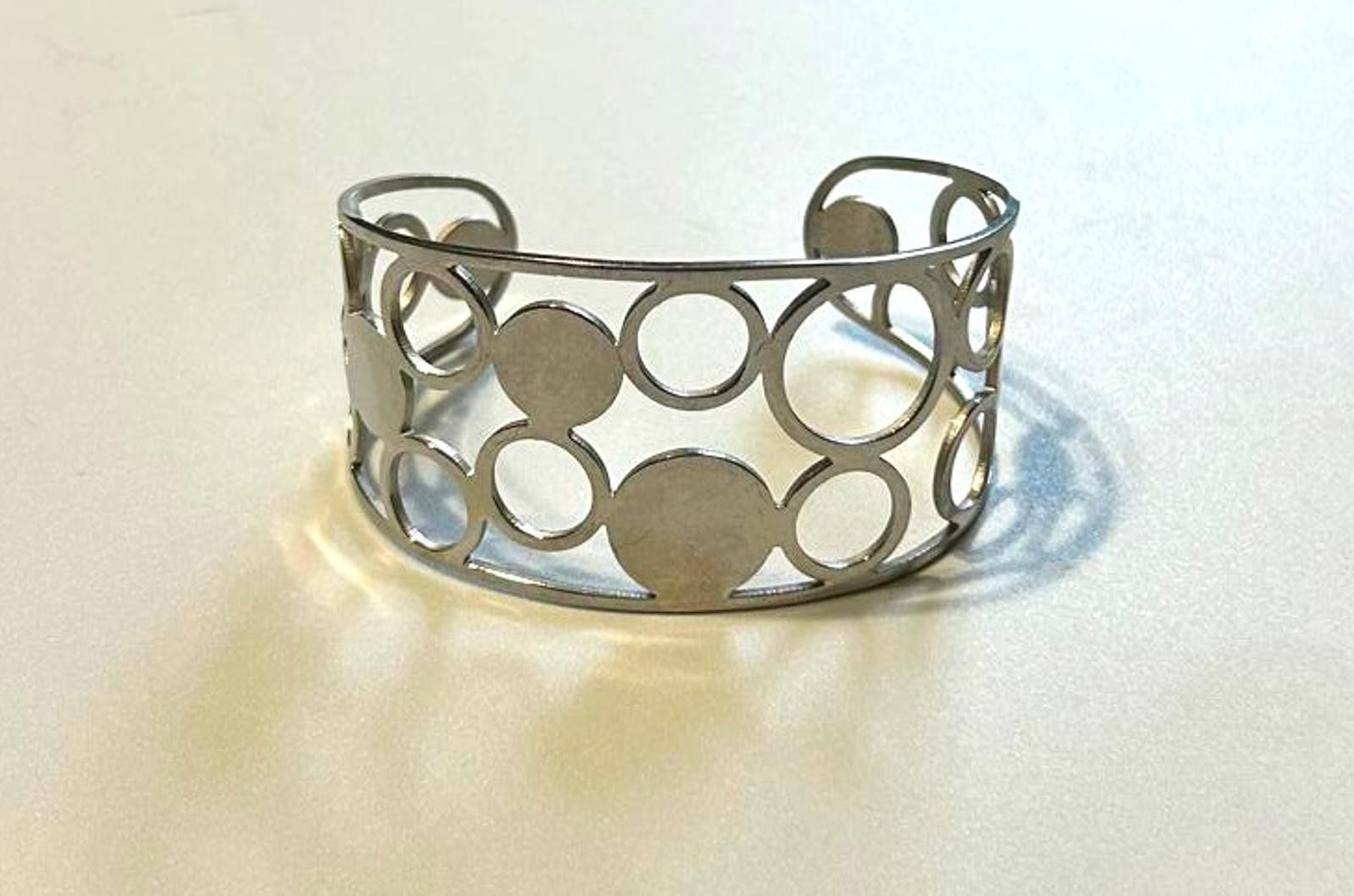 Designer Chisel Stainless Steel Cuff ⚪ Geometric Statement Bracelet Size ONE SIZE - 1 Thumbnail