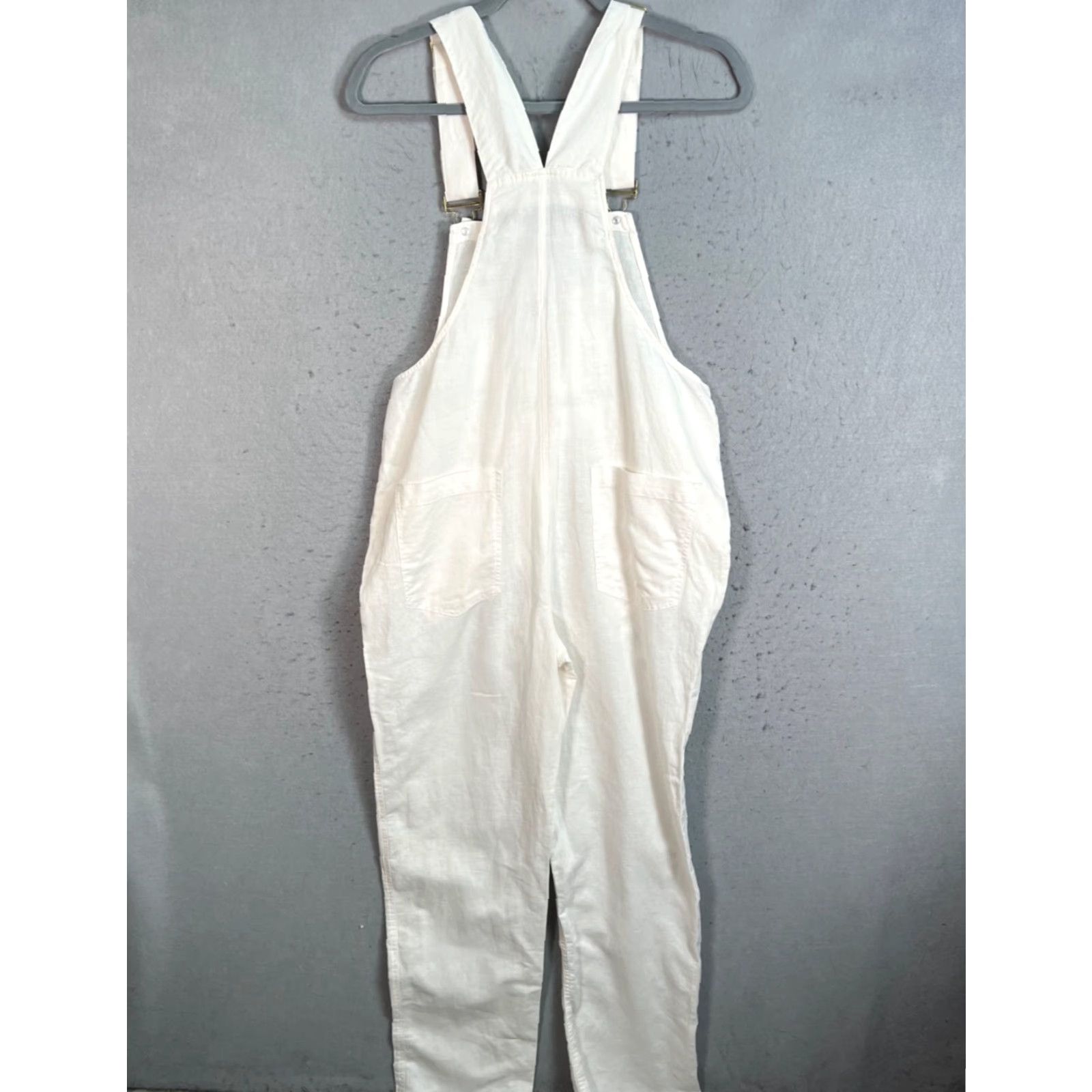 Vintage WeWoreWhat Basic Overalls Womens XS Ivory Linen-Cotton Blend One-Piece Sleeveless Jumpsuit Vintage NEW? Size 26" / US 2 / IT 38 - 2 Thumbnail