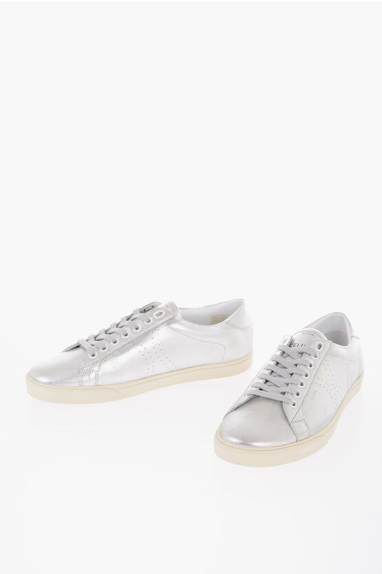 image of Celine Leather Sneakers in Silver, Women's (Size 5)