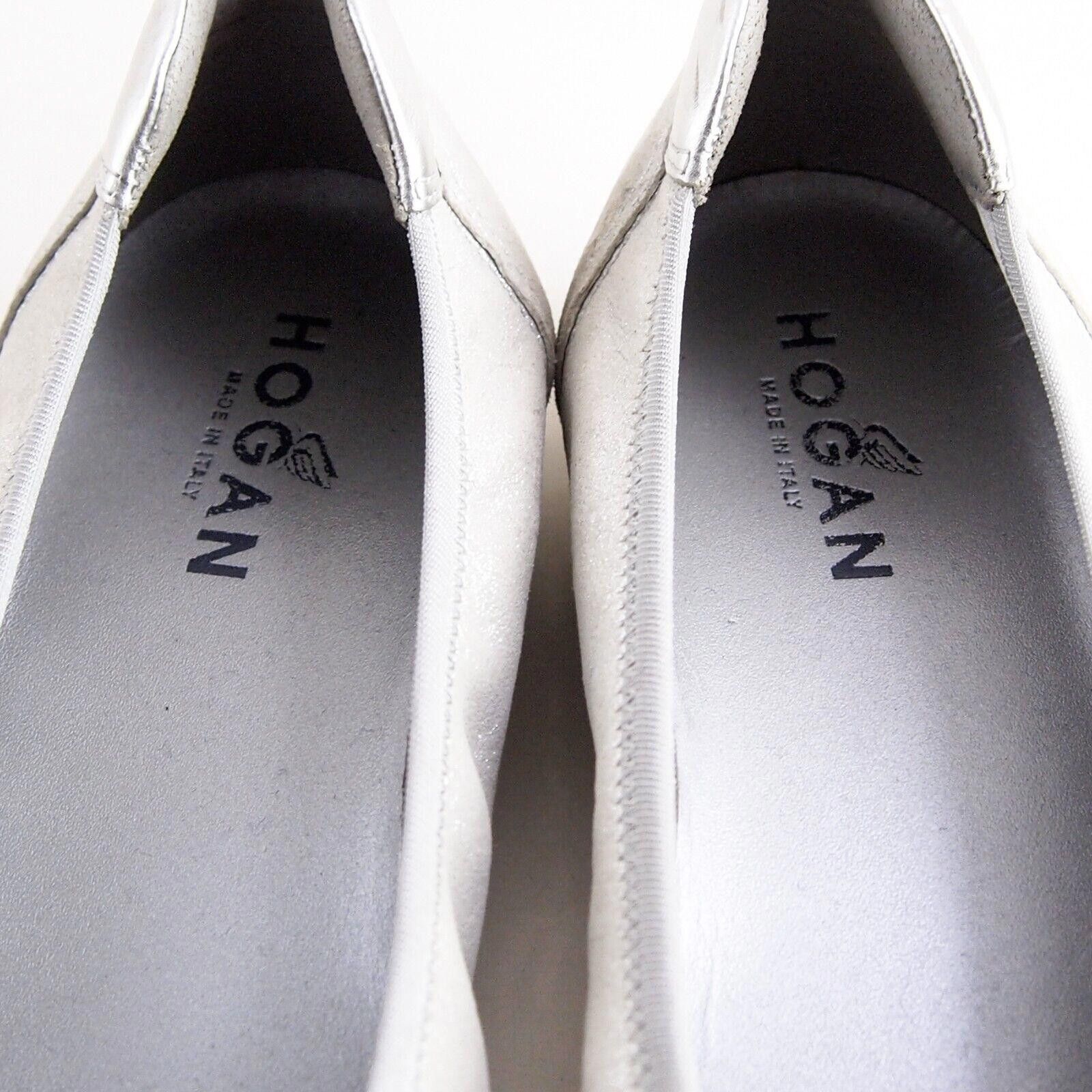 Hogan Hogan Ballet Flats Silver Gray Leather Suede EU 38.5 US 8.5 Size US 8.5 / IT 38.5 - 6 Thumbnail