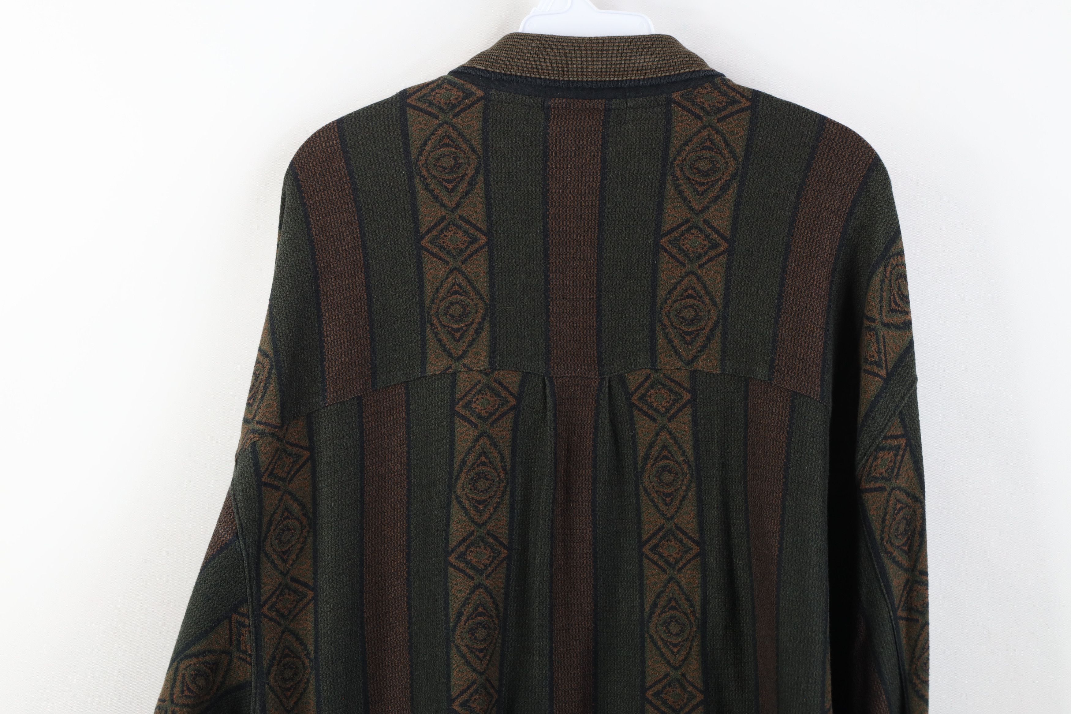 Vintage Vintage 90s Streetwear Geometric Knit Long Sleeve Polo Size US XL / EU 56 / 4 - 12 Thumbnail