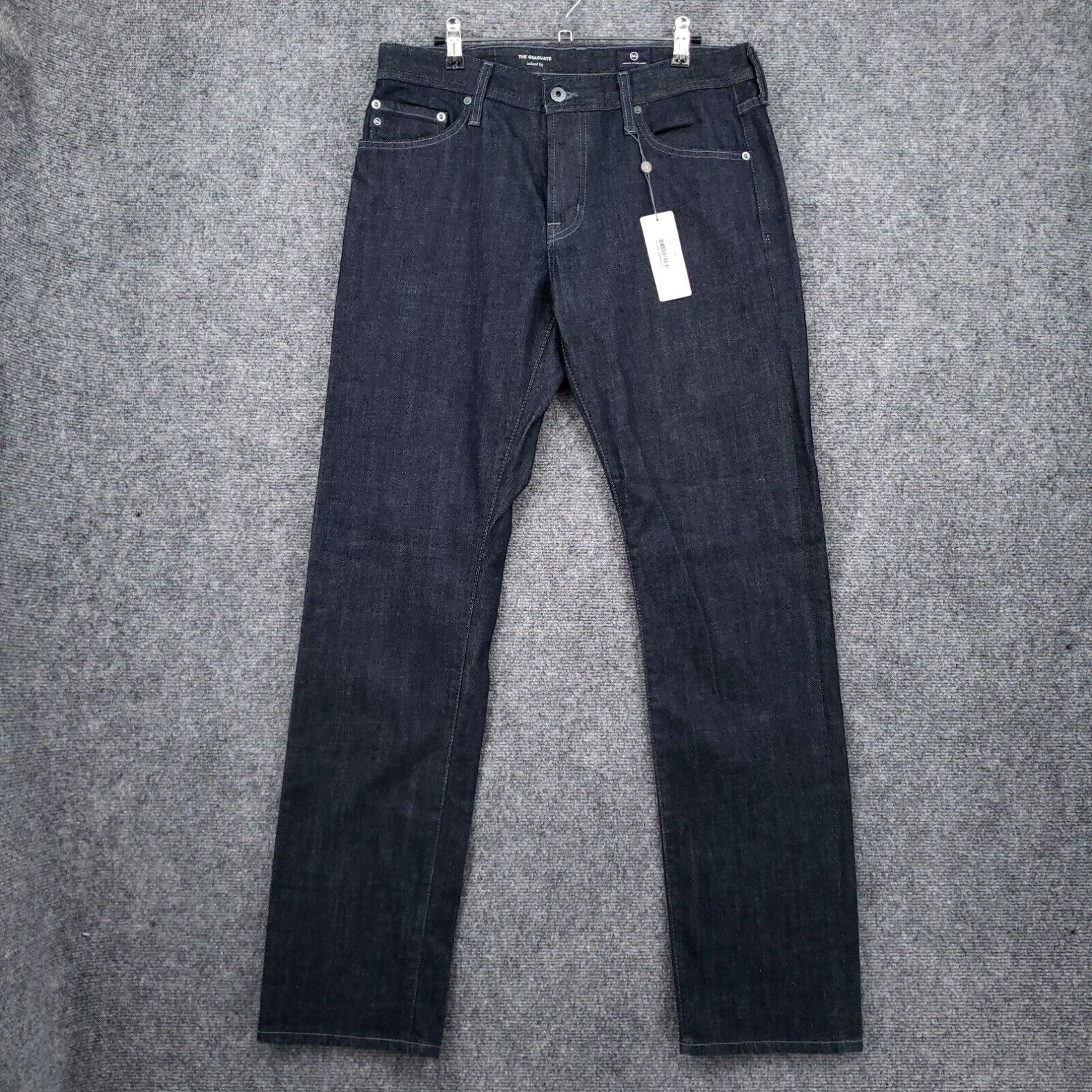 image of Vintage New Ag Adriano Goldschmied The Graduate Jeans Mens 32X32 Tailored Legs Dark Blue in White
