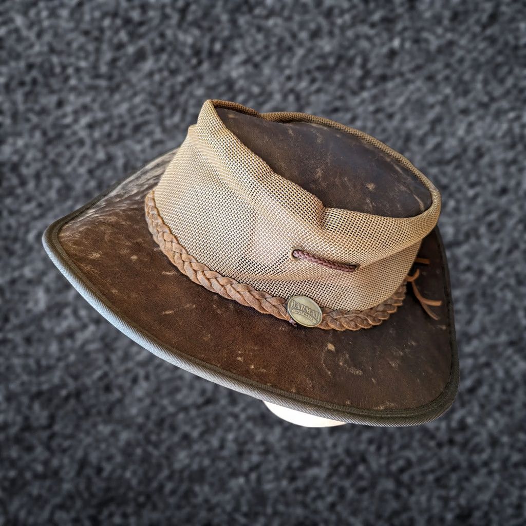 KangaROOS Barmah Australia Cowboy Leather Hat Size XXL Men Brown Kangaroo Leather Barmah Cowboy Hat Western Theme Wool? Size ONE SIZE - 1 Thumbnail