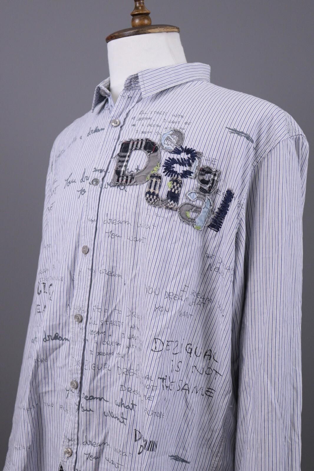 Desigual Desigual Regular Fit Blue Pinstripe Printed Shirt Sz XXL Size US XL / EU 56 / 4 - 8 Thumbnail