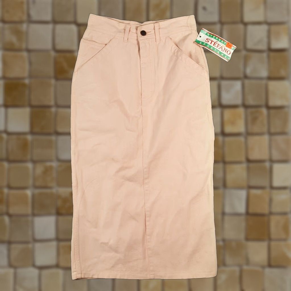 Vintage VINTAGE Stefano Pink Faded Denim Midi Skirt Women's Size 7 Straight Pencil 90s Y2K Size 28" / US 6 / IT 42 - 1 Thumbnail